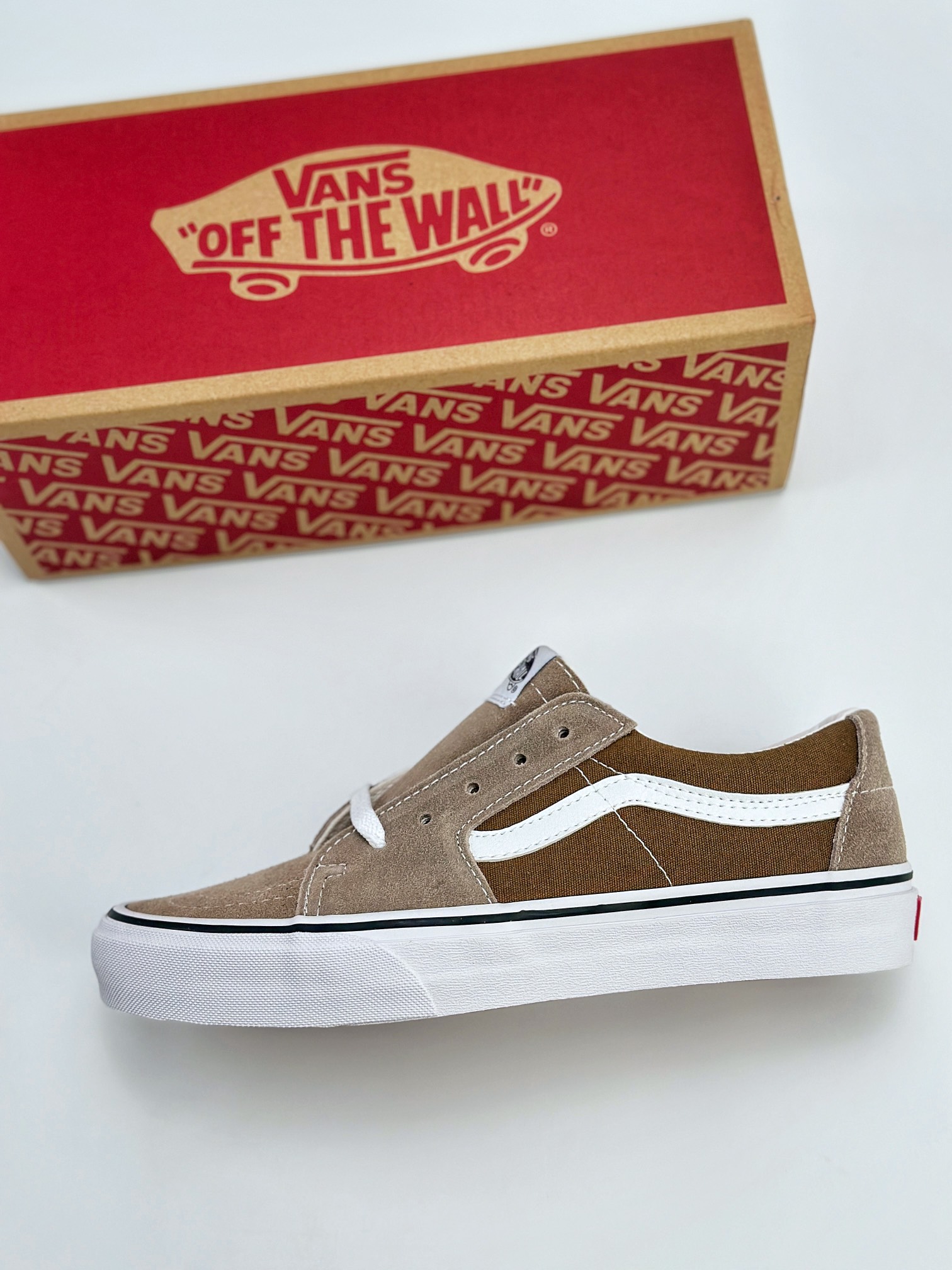 Vans SK8-Low 质感绿棕拼色 范斯官方 全新一代复古撞色 低帮硫化休闲帆布鞋