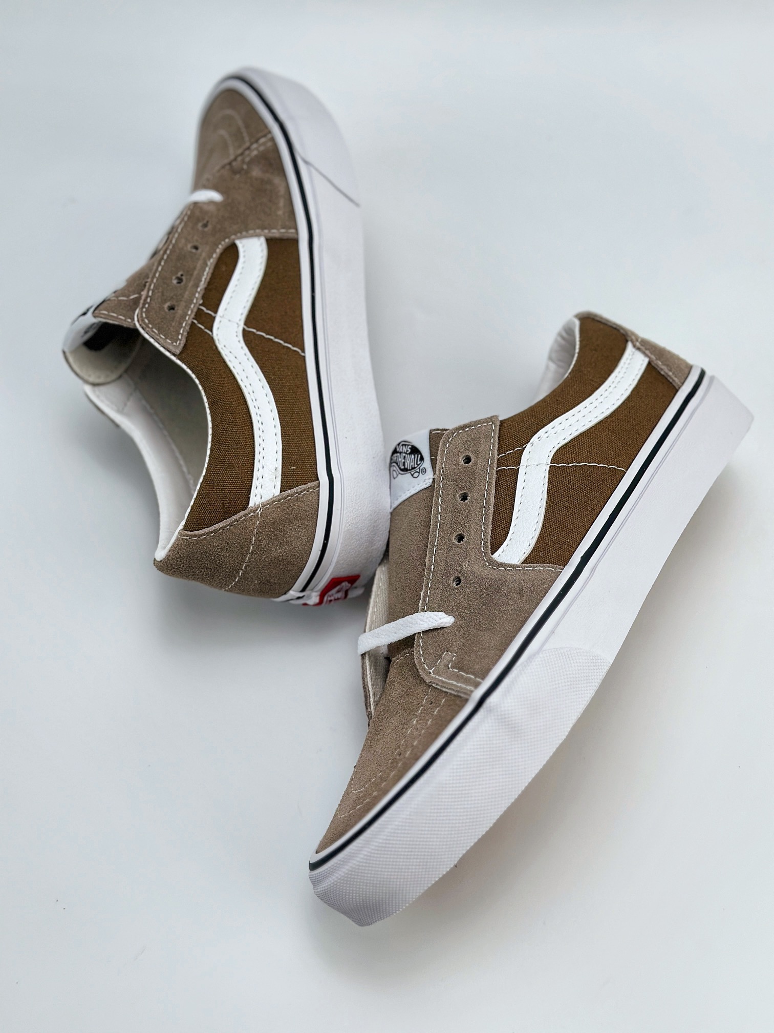 Vans SK8-Low 质感绿棕拼色 范斯官方 全新一代复古撞色 低帮硫化休闲帆布鞋