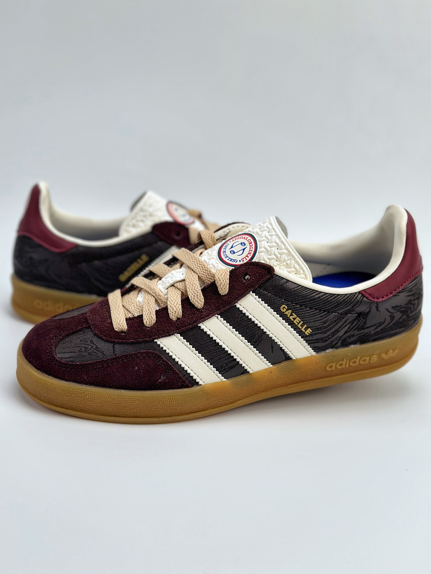 adidas Originals Gazelle INdoor 棕白红 三叶草休闲防滑耐磨低帮板鞋 JP5671