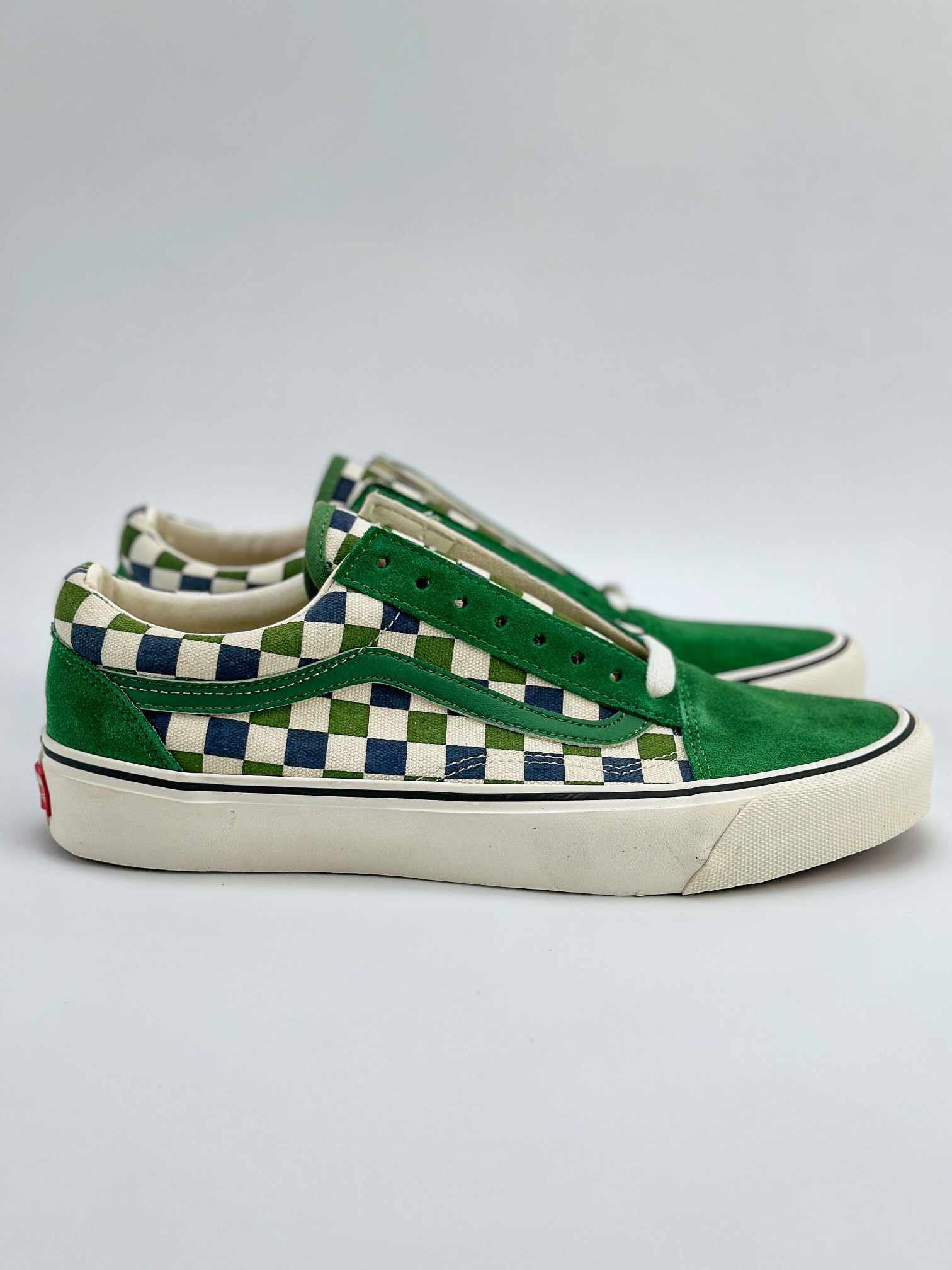 Vans Old Skool 新版安纳海姆棋盘格黑白/蓝绿棋盘格低帮复古帆布鞋滑板鞋