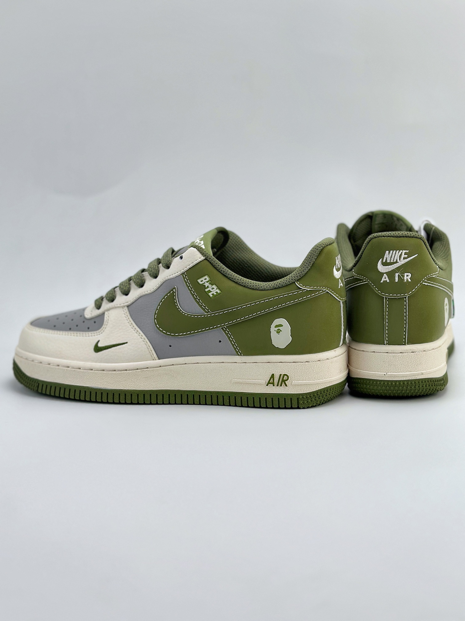 Nike Air Force 1 Low 07 x BAPE 米白灰绿小钩 BB6566-205