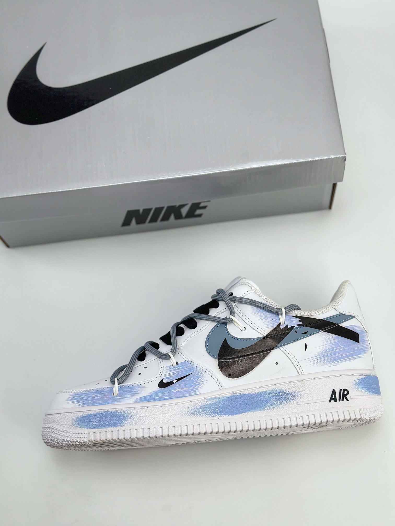 Nike Air Force 1 Low 07 手绘涂鸦 断裂三钩 灰白紫 ZH0316-029