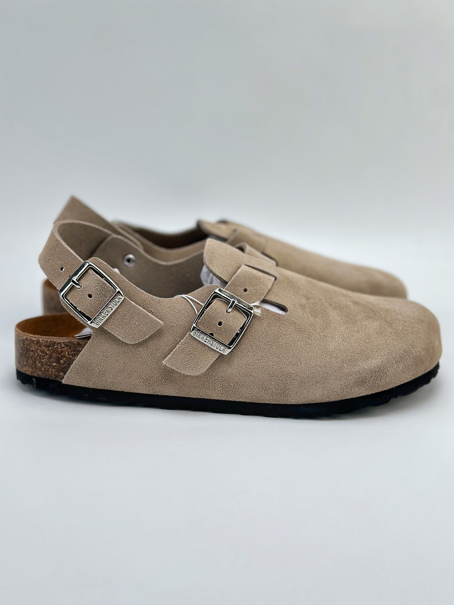 Birkenstock London 勃肯 博肯 半托后跟系列 皮革绒面时尚休闲平底鞋