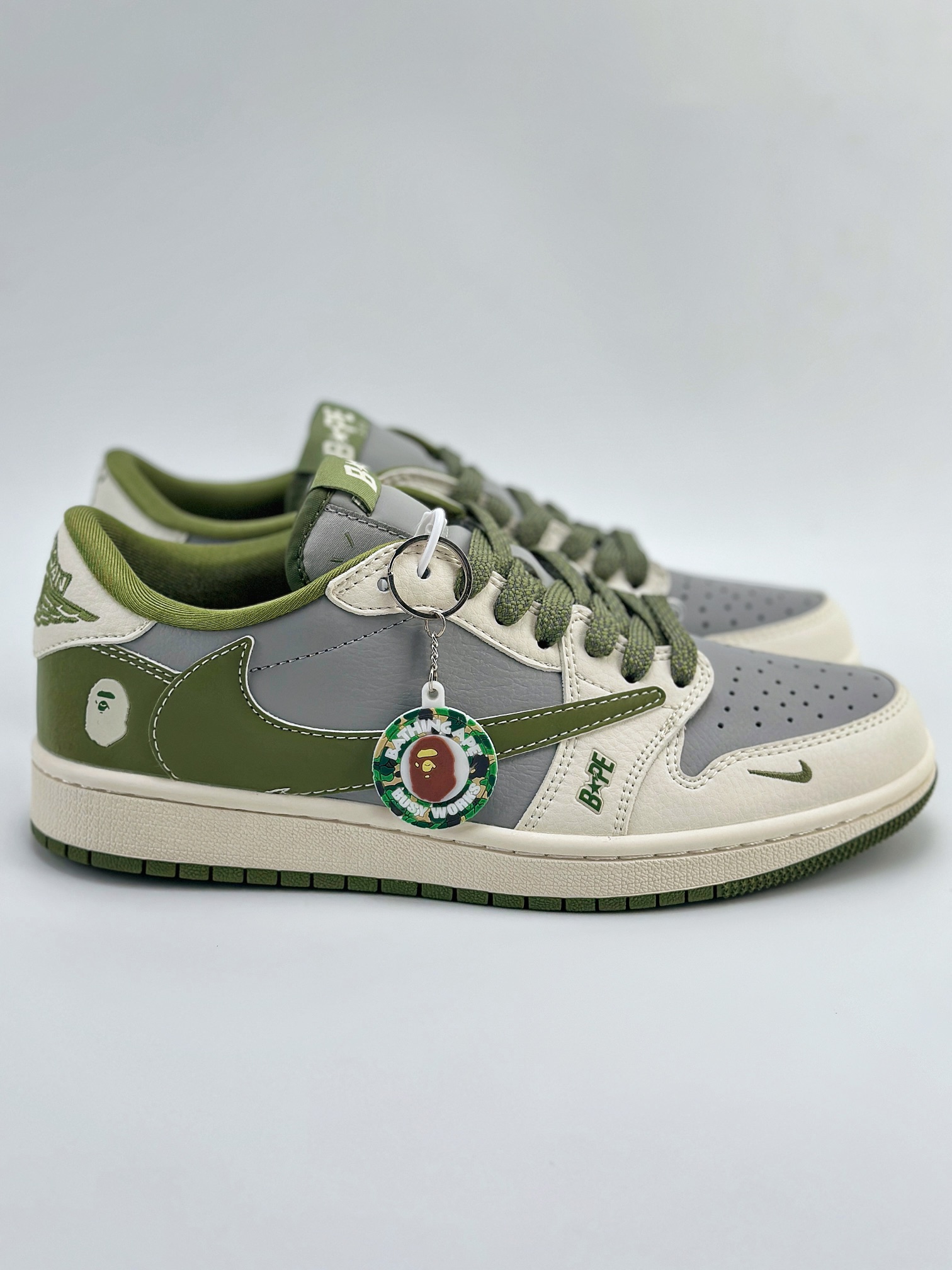 Travis Scott x Nike Air Jordan 1 Low x BAPE 白灰绿  BB6511-621