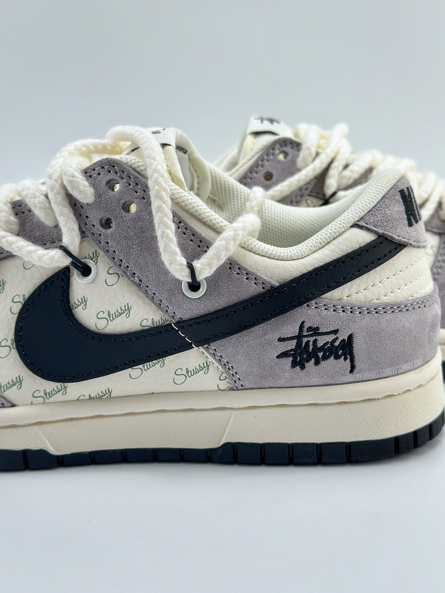 Nike SB Dunk Low x Stussy 白紫黑钩麻绳绑带 SJ2068-293