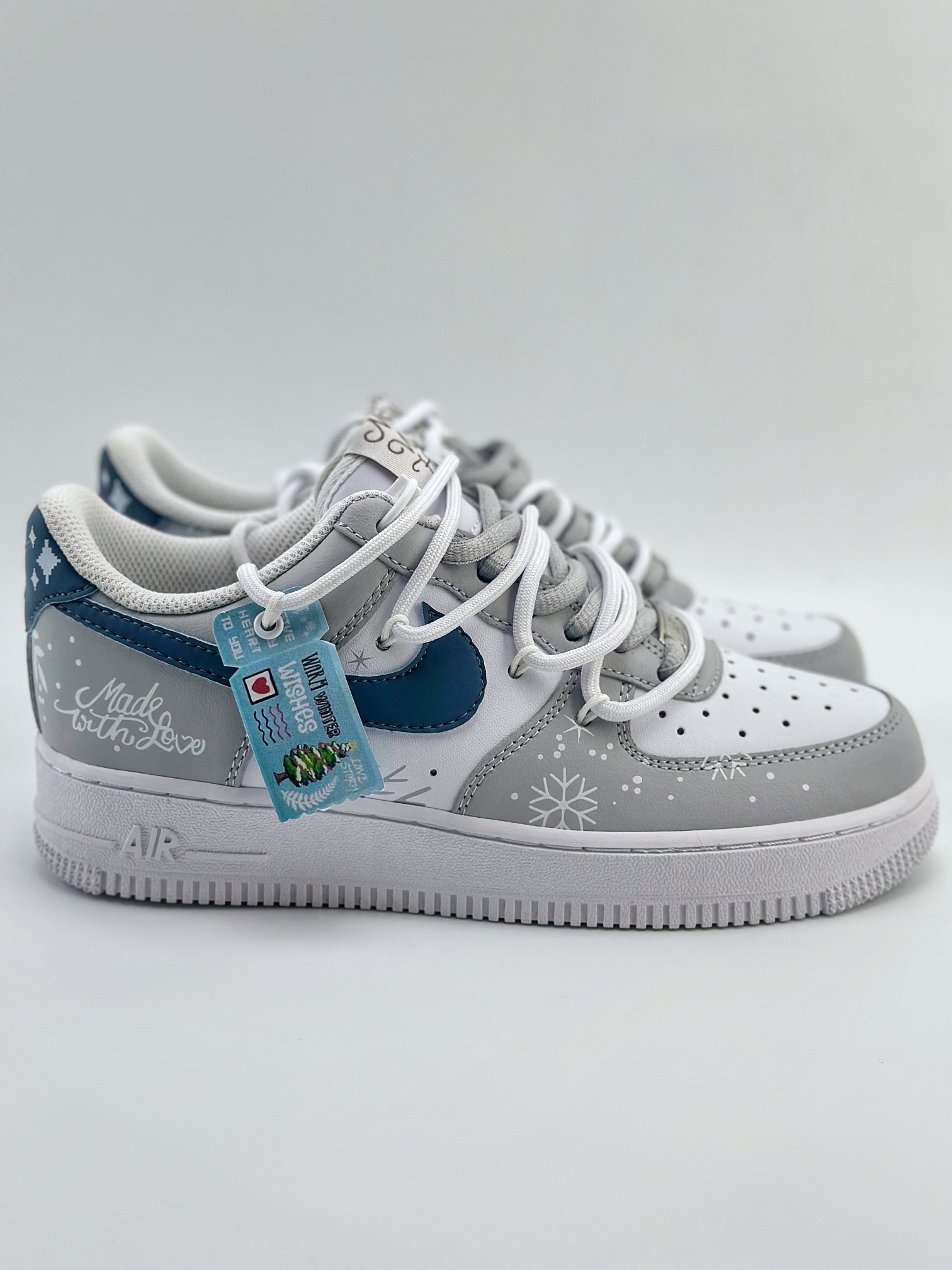 Nike Air Force 1 Low 07 FZBB 冰雪奇缘 学院风 线条涂鸦 蓝白灰 ZH0316-035