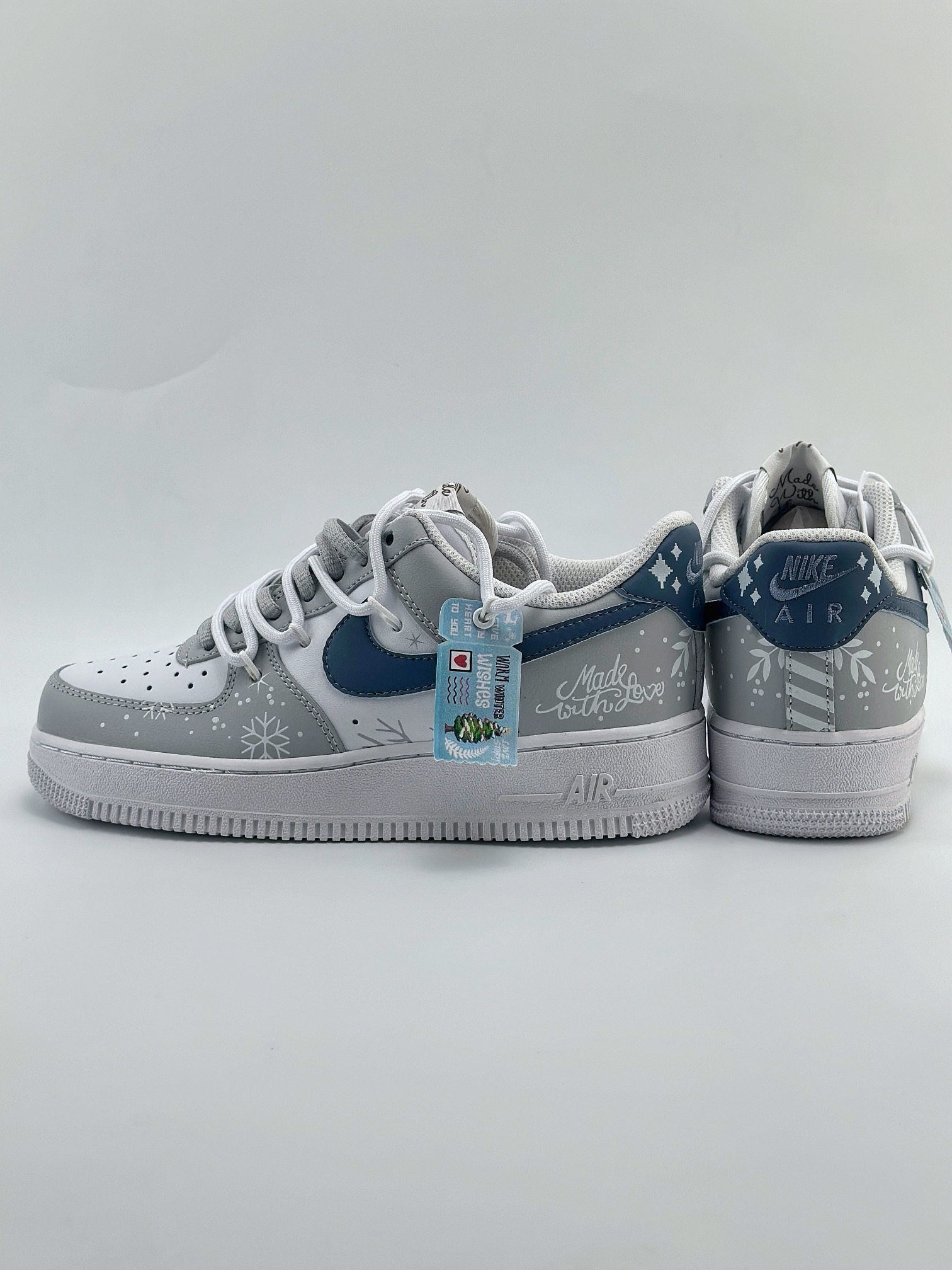 Nike Air Force 1 Low 07 FZBB 冰雪奇缘 学院风 线条涂鸦 蓝白灰 ZH0316-035