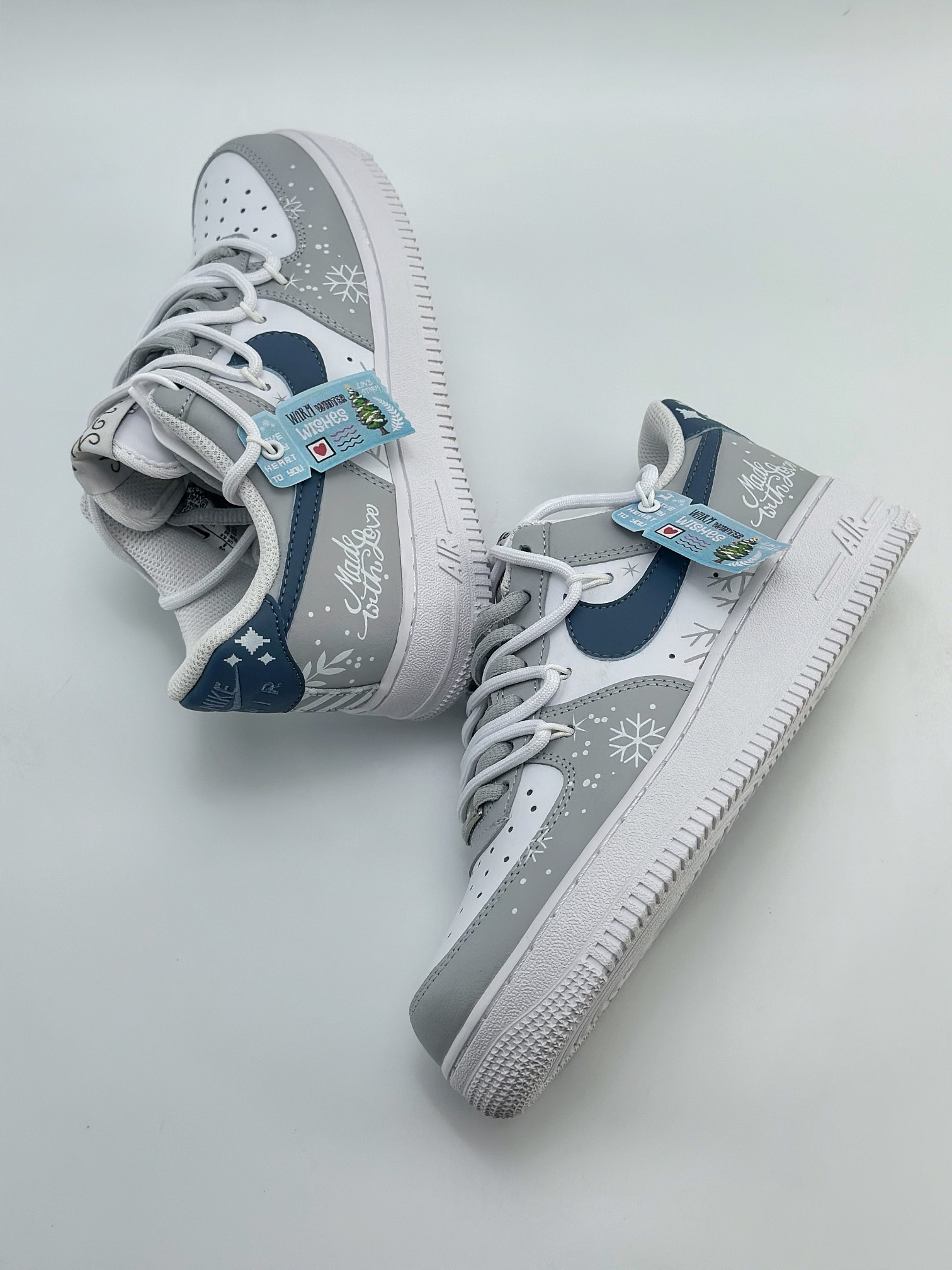 Nike Air Force 1 Low 07 FZBB 冰雪奇缘 学院风 线条涂鸦 蓝白灰 ZH0316-035