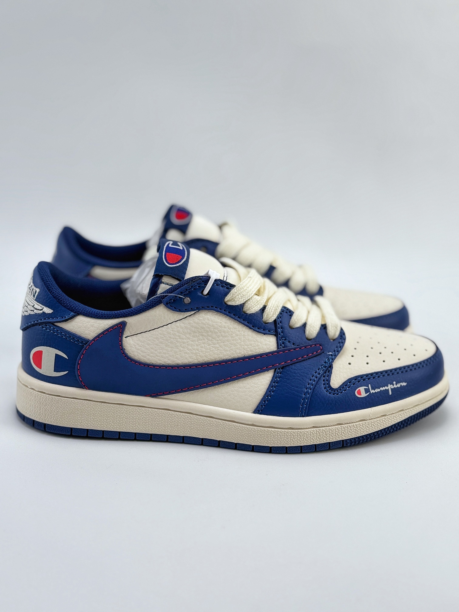 Travis Scott x Nike Air Jordan 1 Low x Champion 米蓝 Air Jordan 1 Low 反转米蓝倒钩  QY1188-118