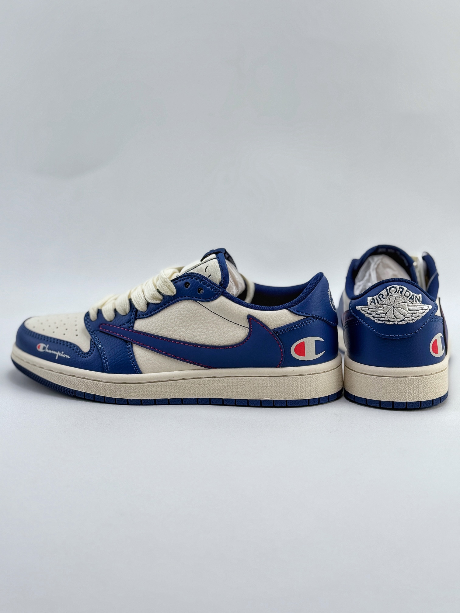 Travis Scott x Nike Air Jordan 1 Low x Champion 米蓝 Air Jordan 1 Low 反转米蓝倒钩  QY1188-118