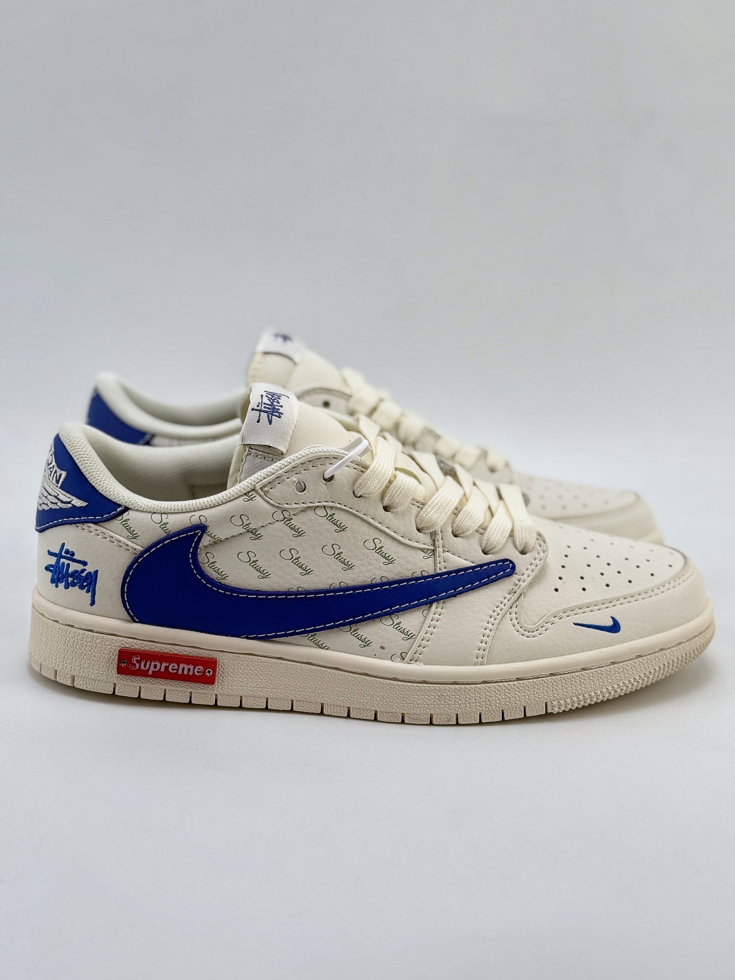 Travis Scott x Nike Air Jordan 1 Low x Supreme x Stussy 米蓝 Air Jordan 1 Low 反转米蓝小钩倒钩  SJ2068-117