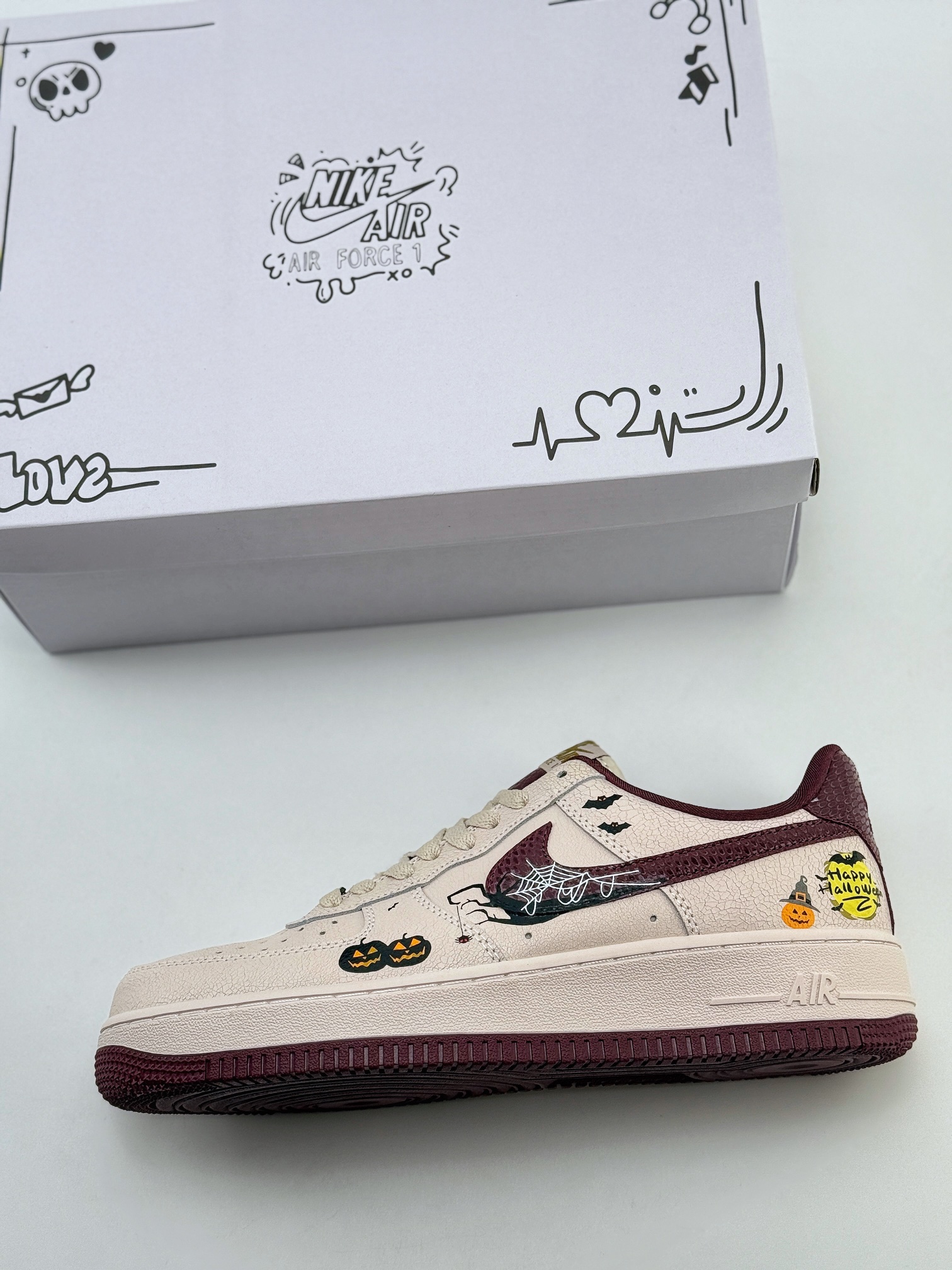 Nike Air Force 1 Low 07 龟裂 万圣节涂鸦 酒红  XL2321-888