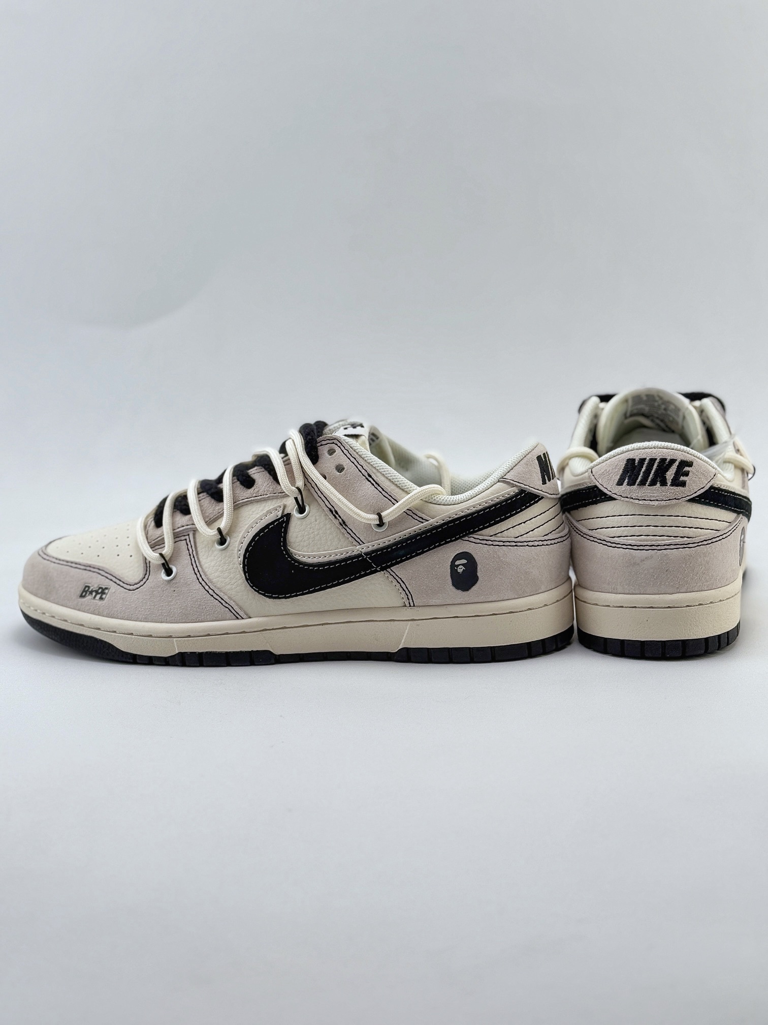 Nike SB Dunk Low x BAPE 白黑双钩麻绳绑带  SJ2068-299