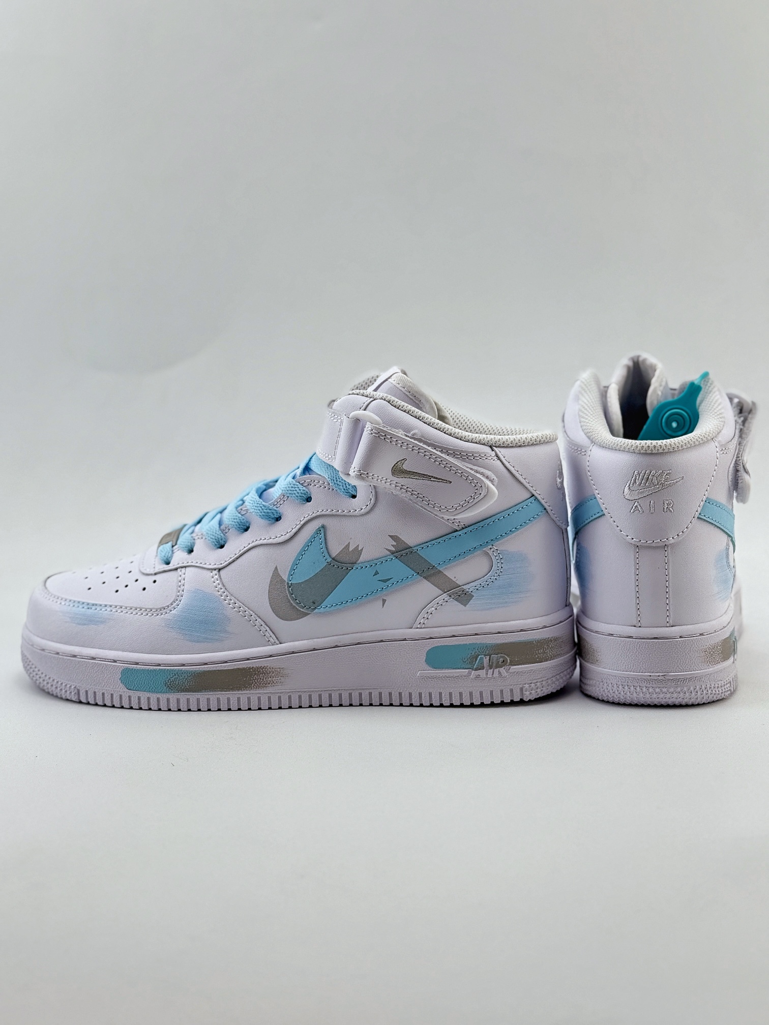 Nike Air Force 1 Mid 07 特色涂鸦 断裂时空三钩 白蓝灰 CW2289-111