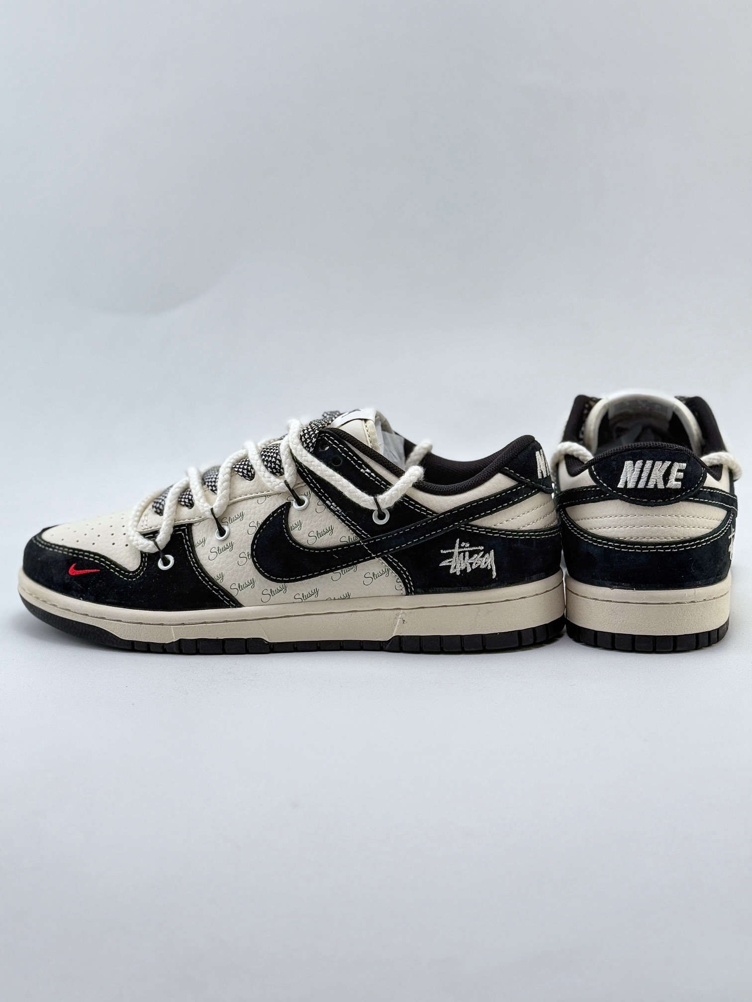 Nike SB Dunk Low x Stussy 米黑红小钩绑带满天星 SJ2068-311