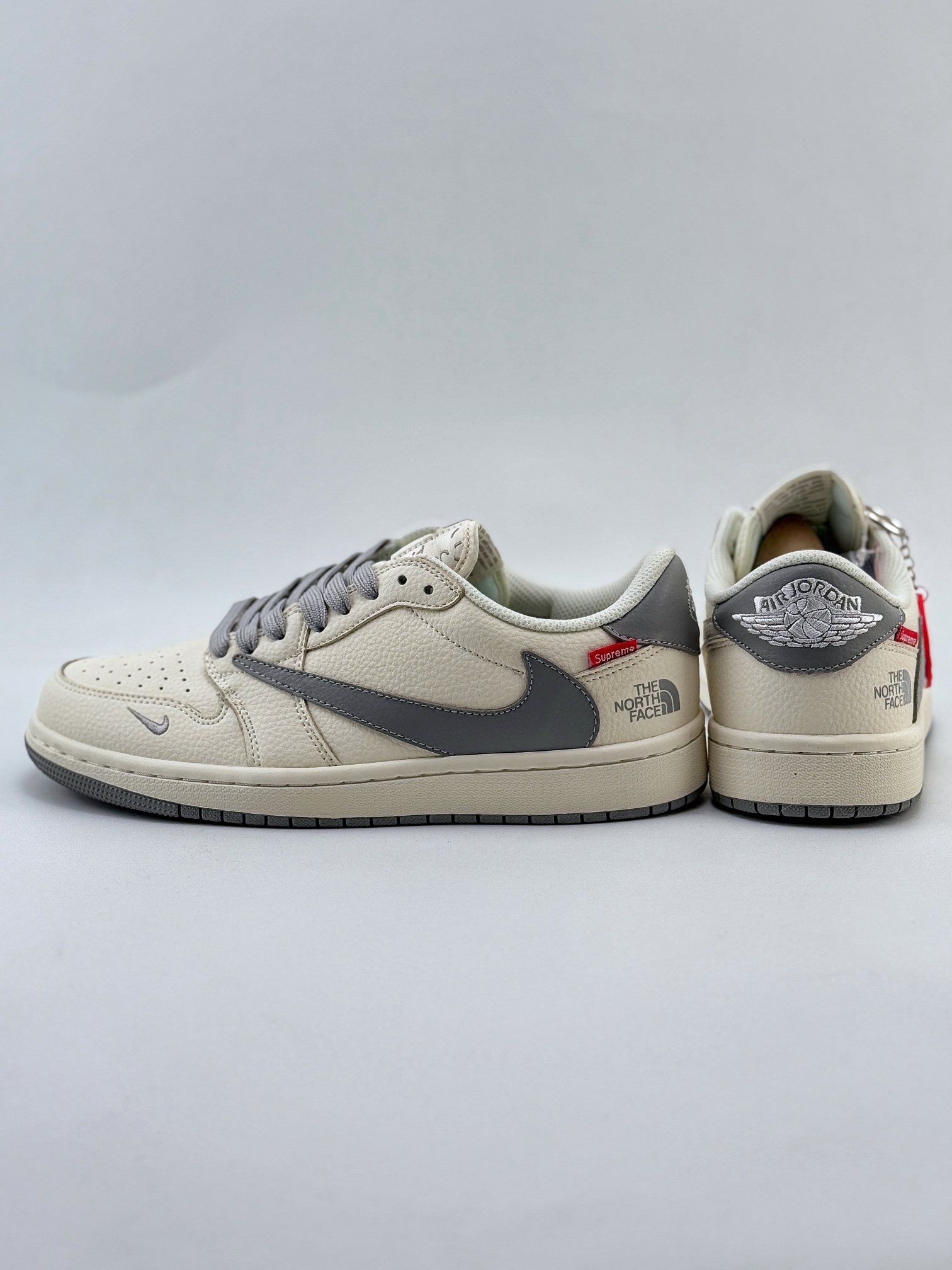 Travis Scott x Nike Air Jordan 1 Low x Supreme x The North Face Air Jordan 1 Low 反转米灰小钩满天星倒钩 XZ3398-003