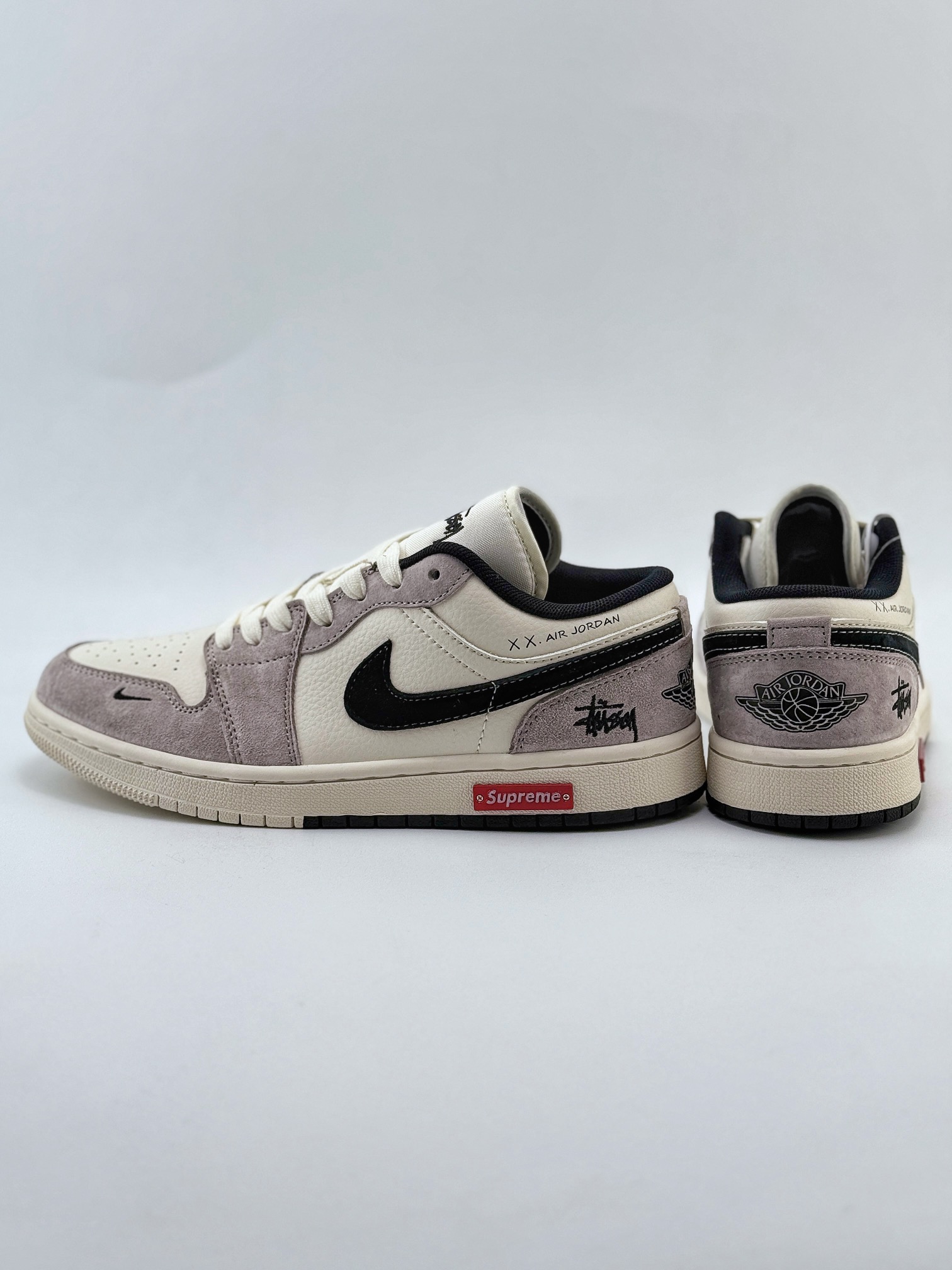 Air Jordan 1 Retro Low x Supreme x Stussy 米黑小钩 SJ9950-034