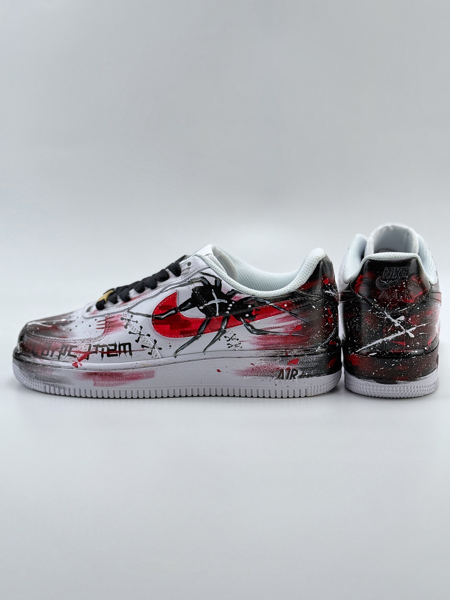 Nike Air Force 1 Low 07 街头潮流 泼墨白黑红 CW8822-011