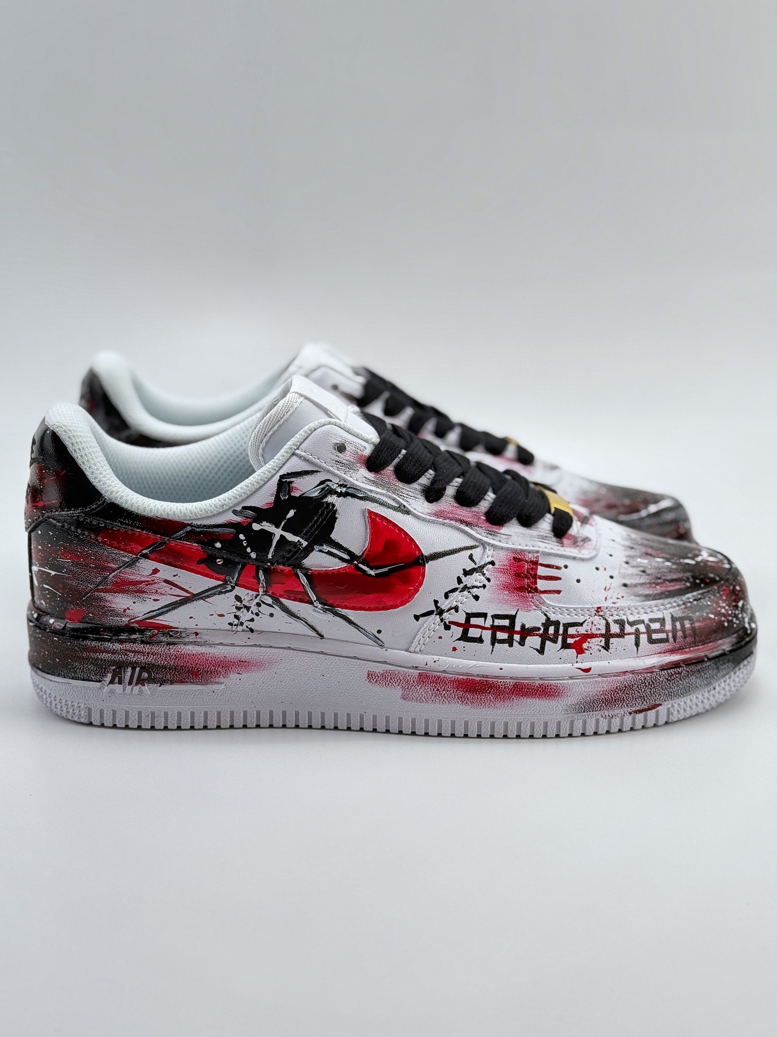 Nike Air Force 1 Low 07 街头潮流 泼墨白黑红 CW8822-011