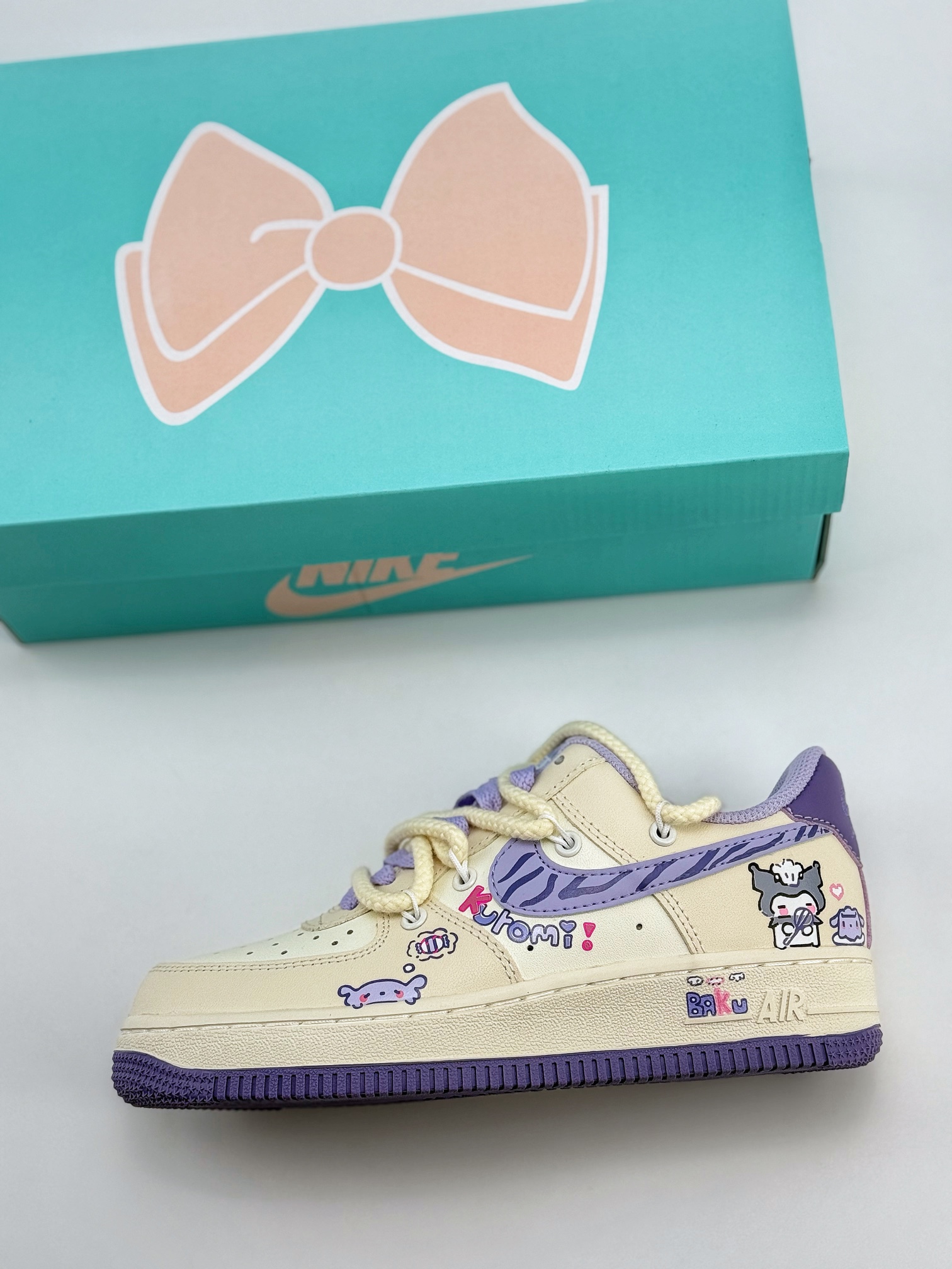 Nike Air Force 1 Low 07 库洛米涂鸦绑带 白紫 BD7701-220