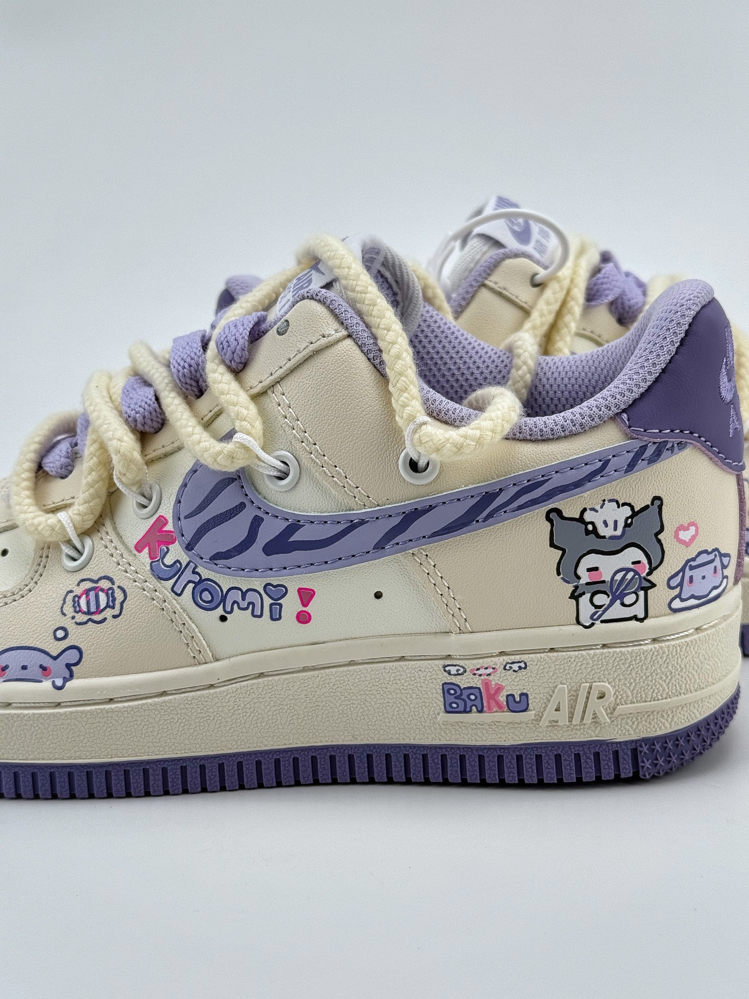 Nike Air Force 1 Low 07 库洛米涂鸦绑带 白紫 BD7701-220