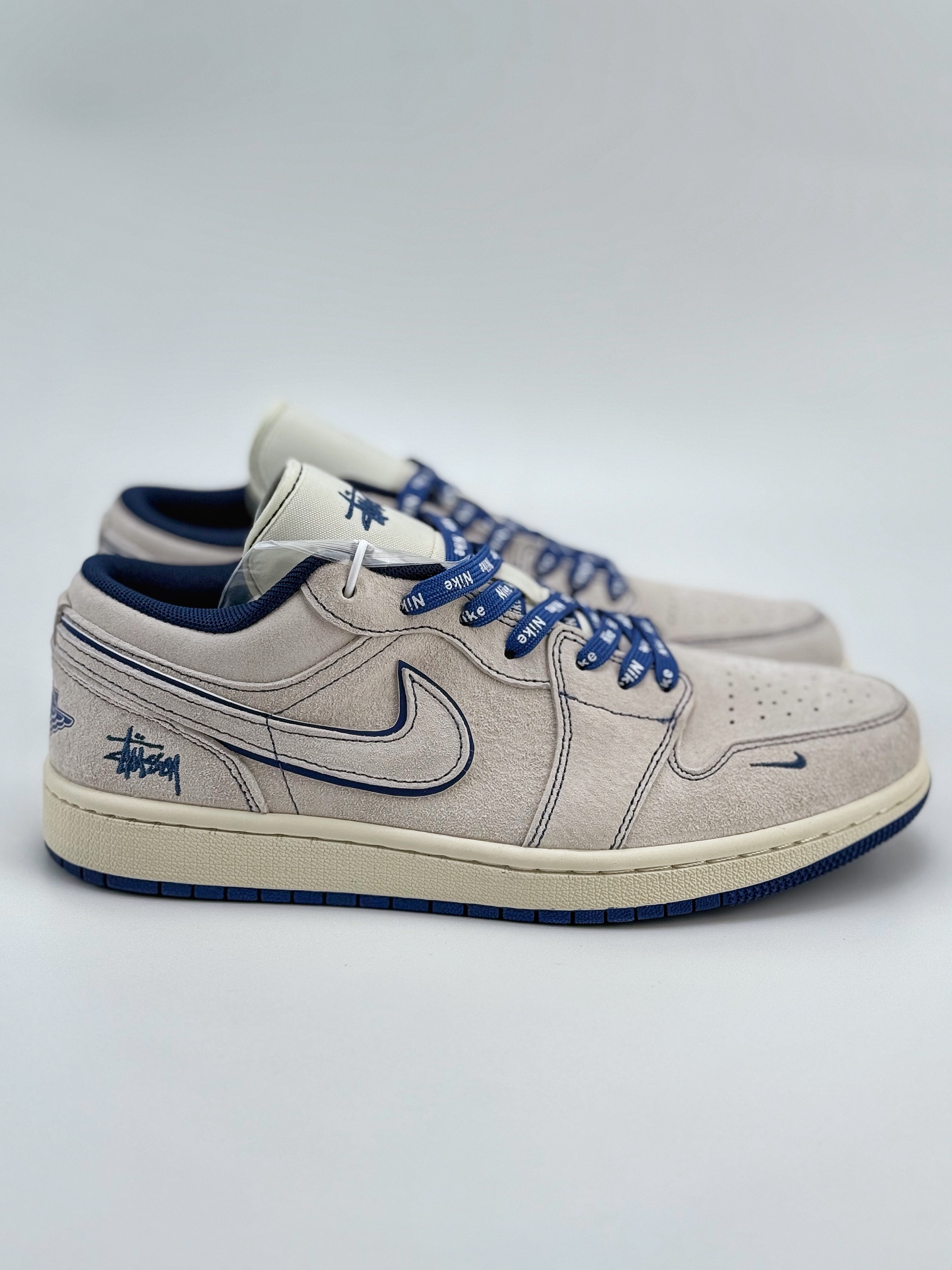 Air Jordan 1 Retro Low x Stussy 灰蓝缝线小钩 DM9188-006