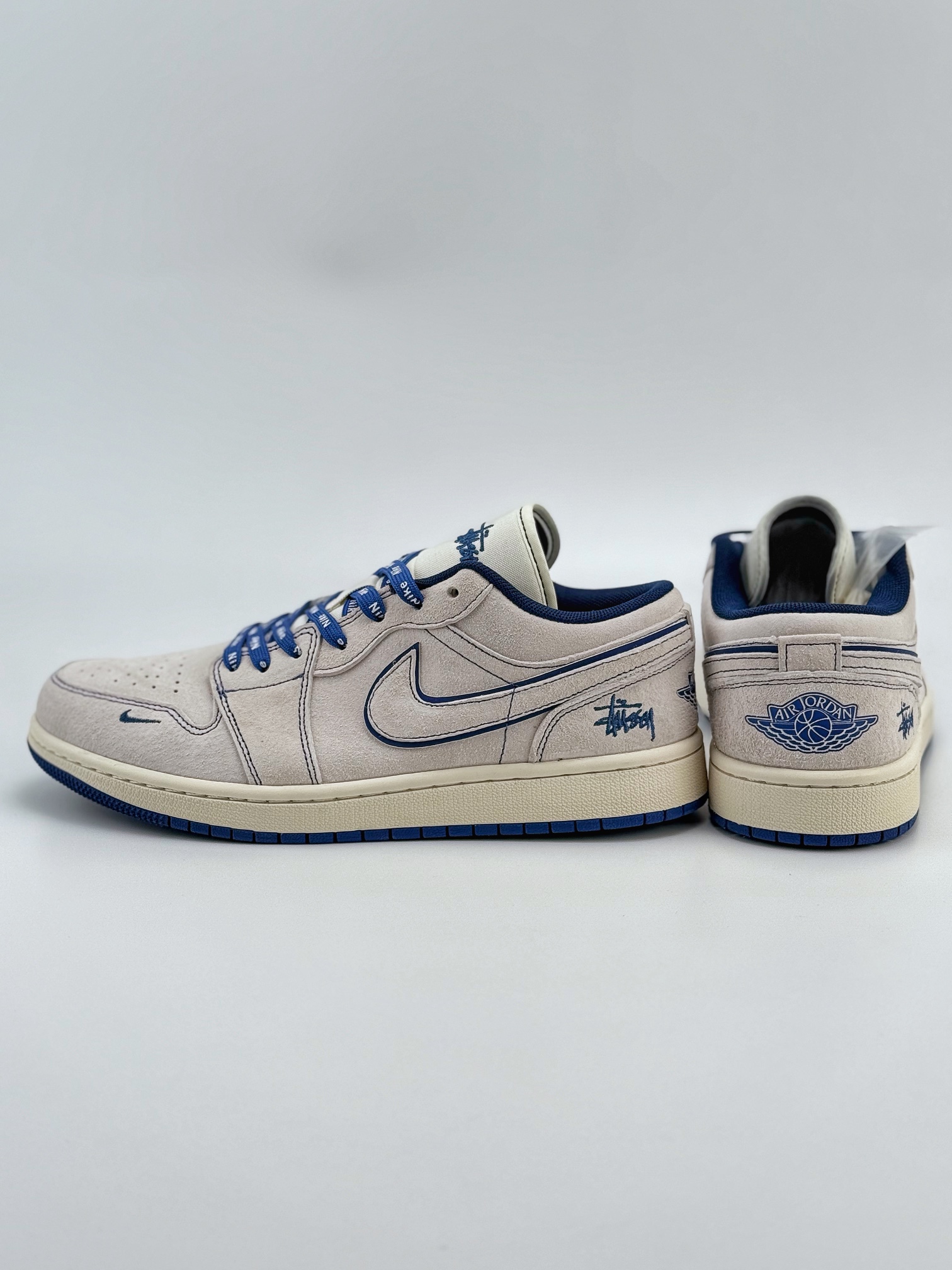 Air Jordan 1 Retro Low x Stussy 灰蓝缝线小钩 DM9188-006