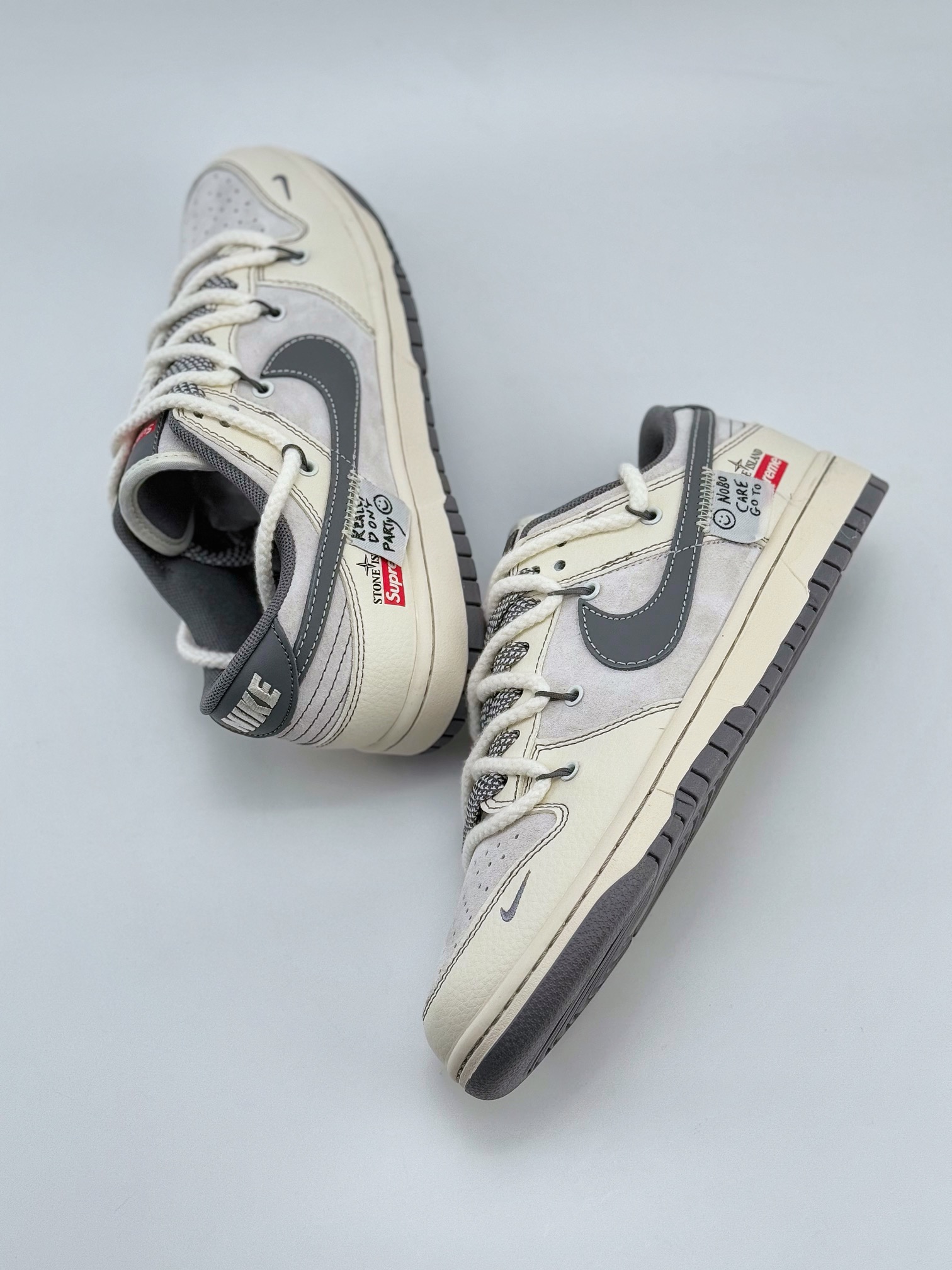 Nike SB Dunk Low x Supreme x Stone Island 白灰小钩绑带满天星 YX5066-203