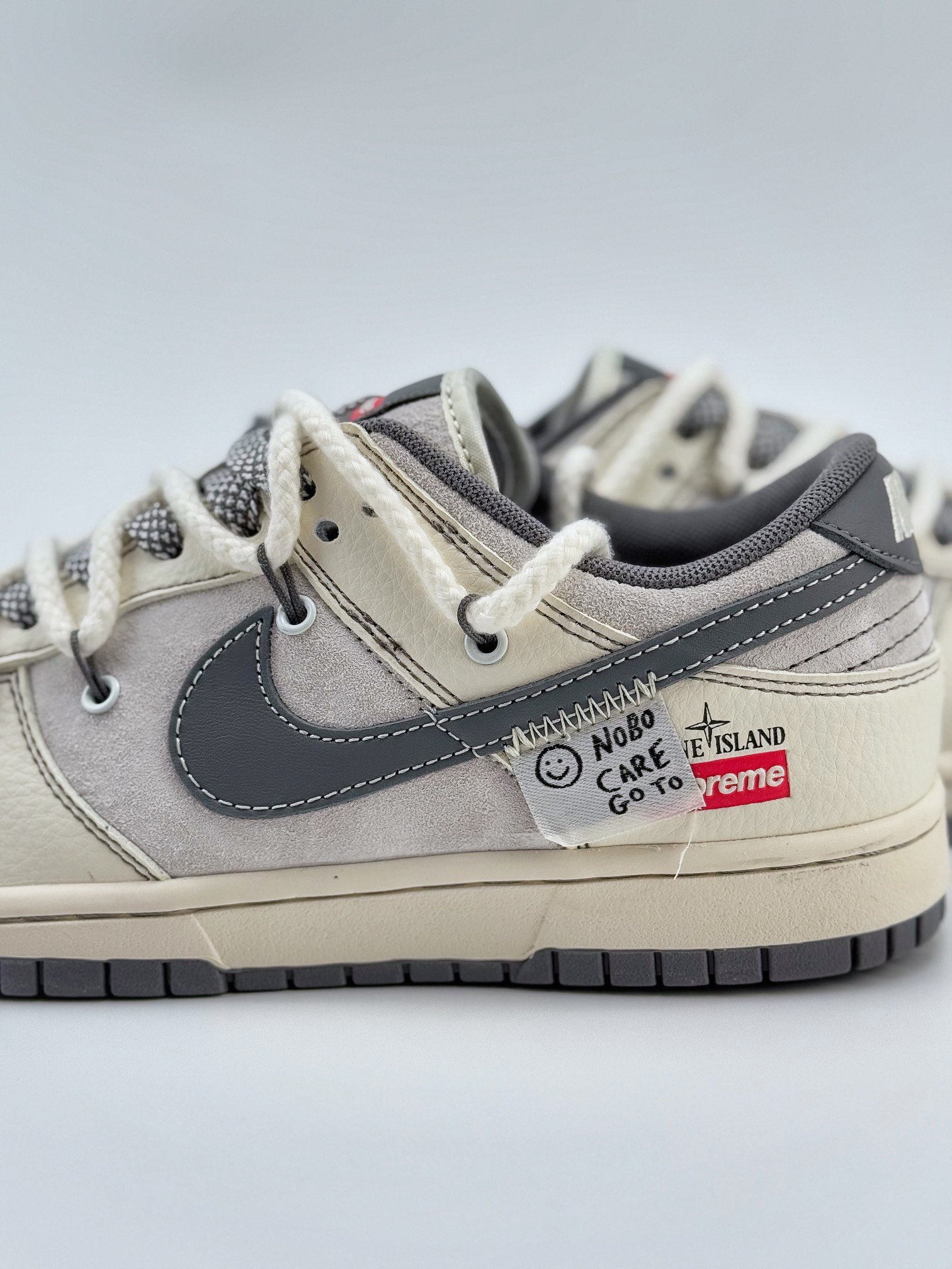Nike SB Dunk Low x Supreme x Stone Island 白灰小钩绑带满天星 YX5066-203