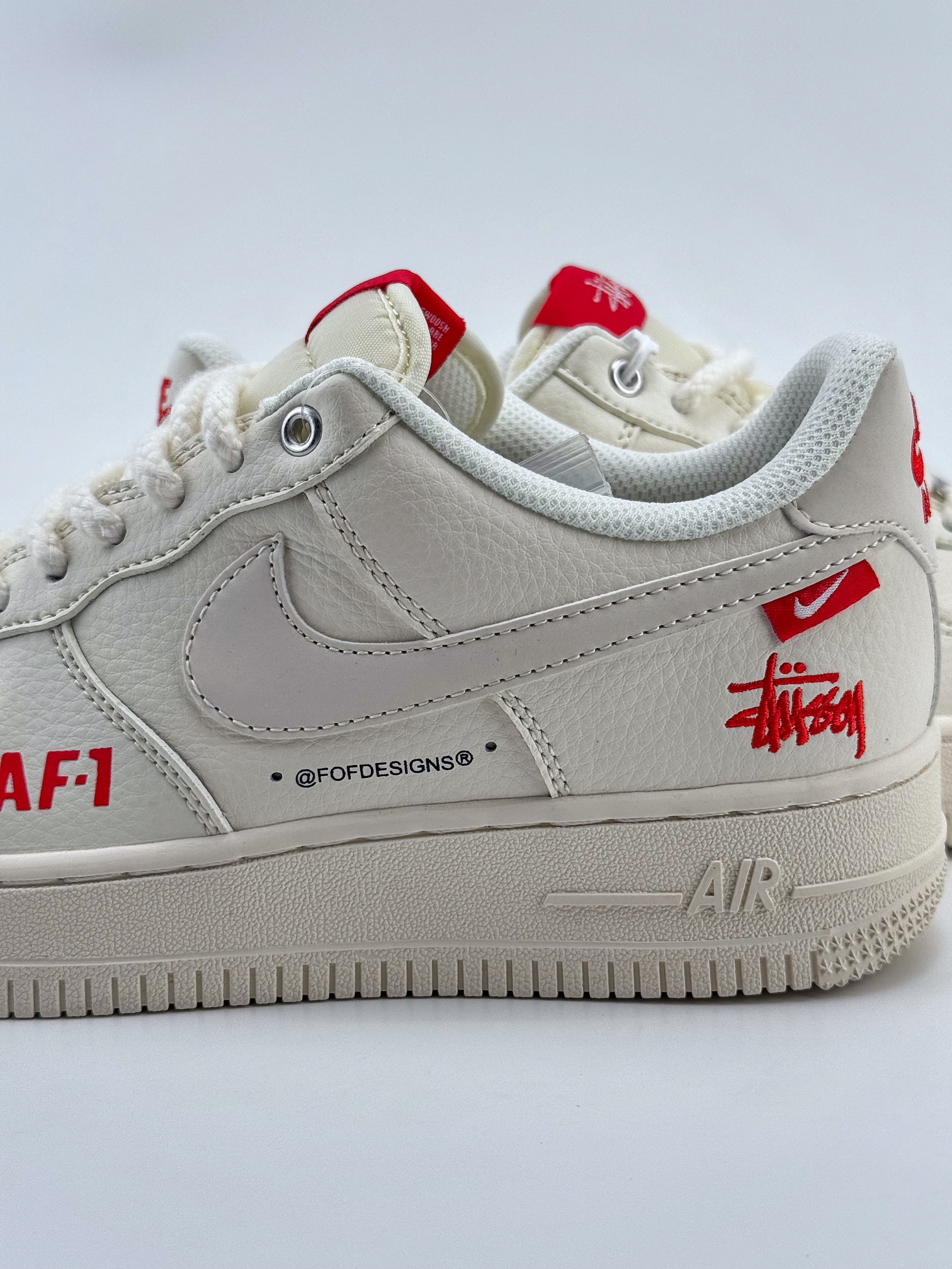 180 Nike Air Force 1 Low 07 x Stussy 白红麻绳鞋带  SJ6698-016