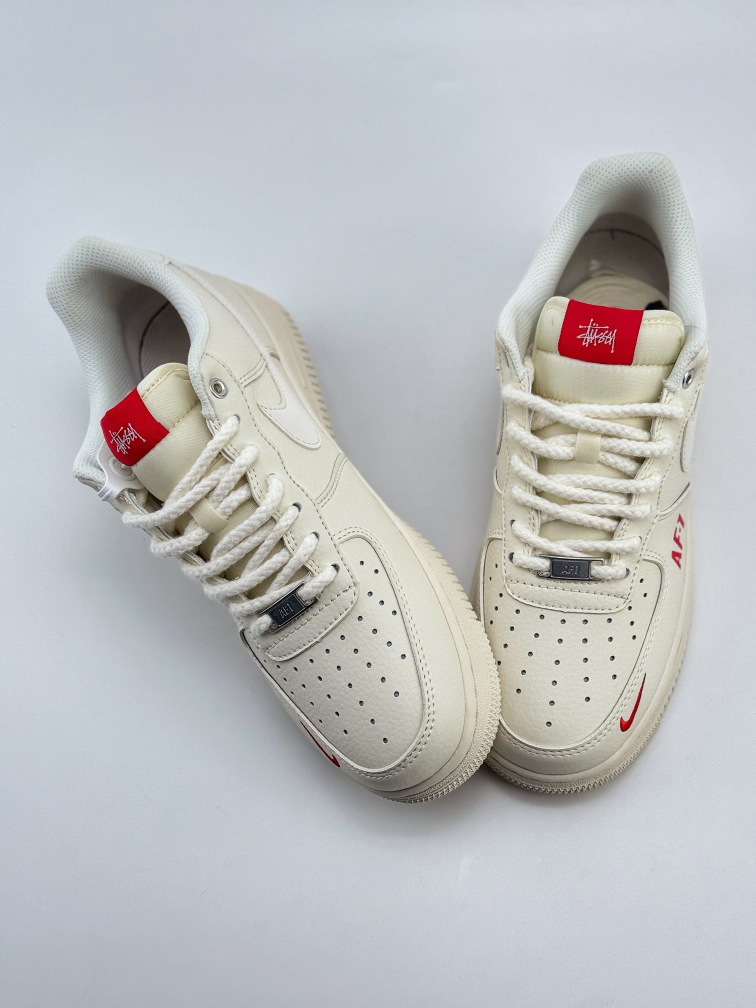 180 Nike Air Force 1 Low 07 x Stussy 白红麻绳鞋带  SJ6698-016