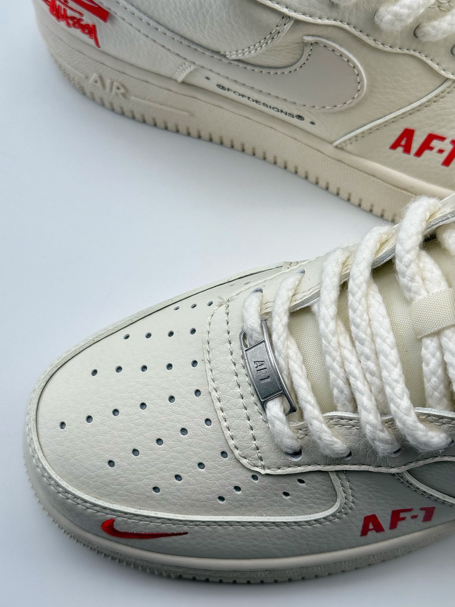 180 Nike Air Force 1 Low 07 x Stussy 白红麻绳鞋带  SJ6698-016