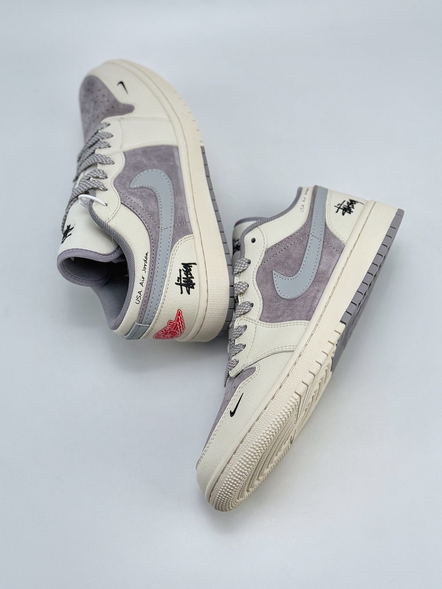 Air Jordan 1 Retro Low x Stussy 米灰黑小钩满天星 SJ9950-044