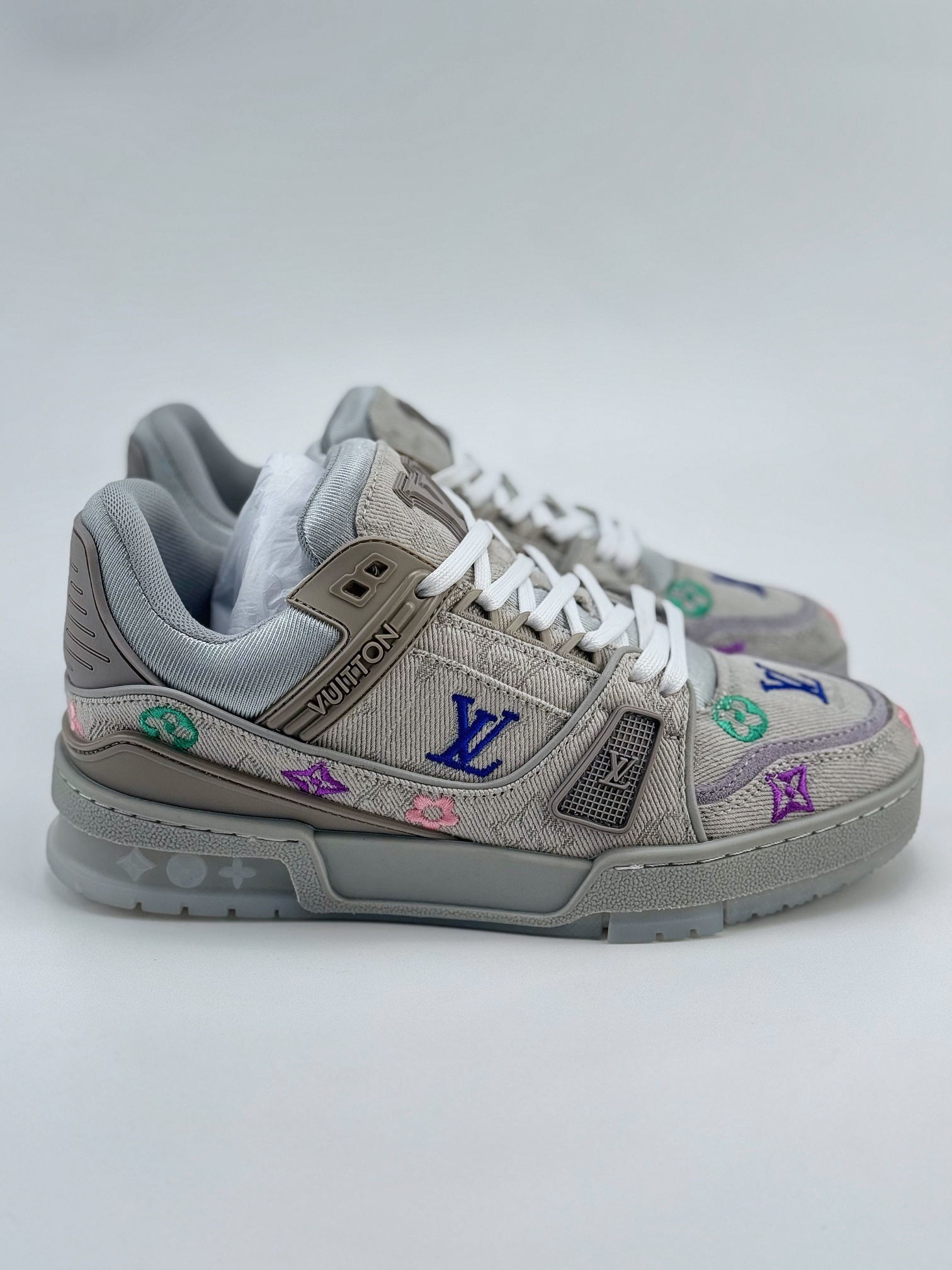 新货Louis Vuitton 路易威登 LV Trainer 情侣款印花刺绣花卉运动鞋