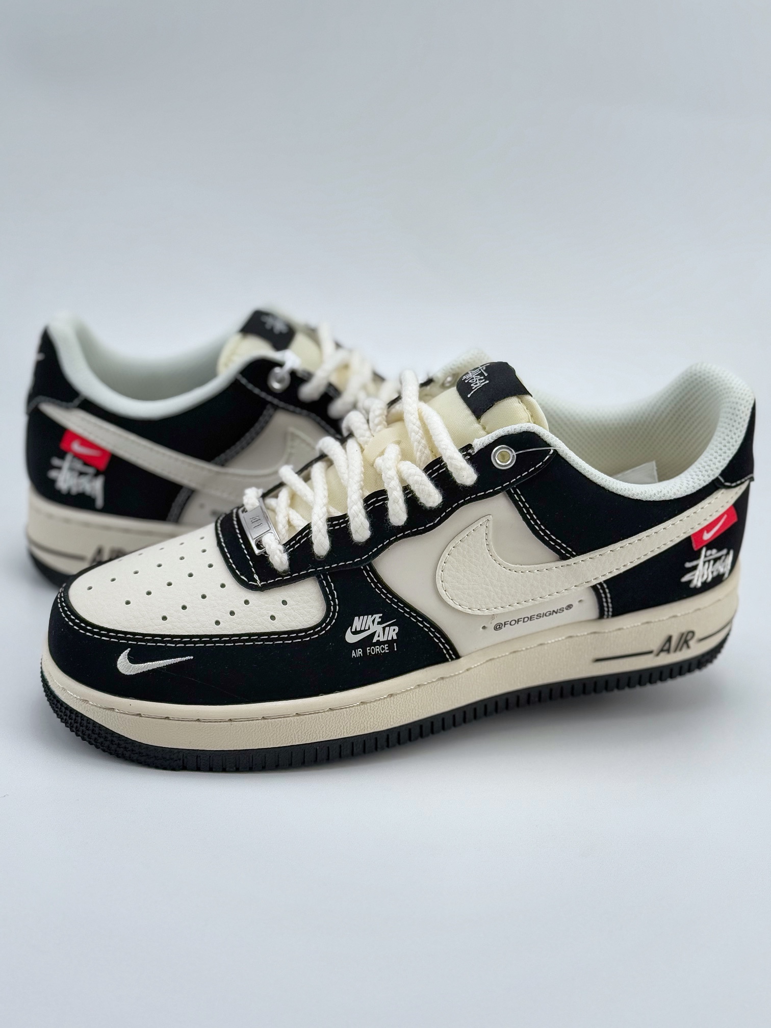 Nike Air Force 1 Low 07 x Stussy 白黑小钩麻绳绑带 SJ6698-014