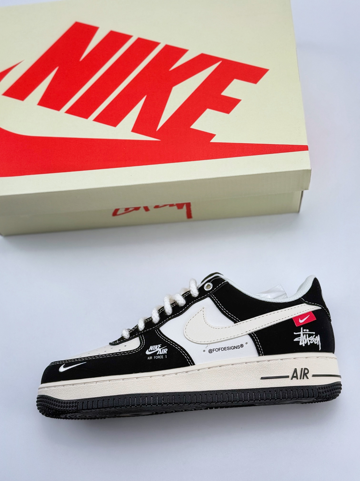 Nike Air Force 1 Low 07 x Stussy 白黑小钩麻绳绑带 SJ6698-014