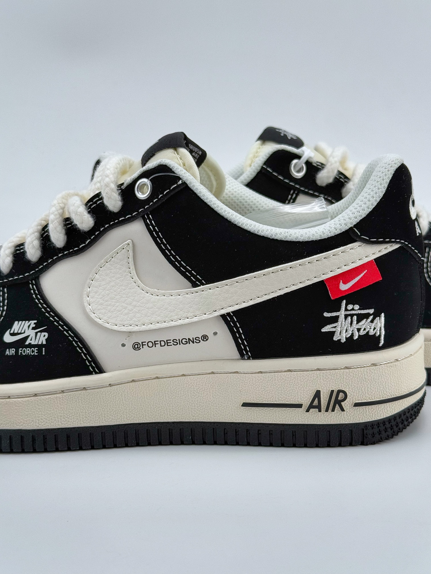 Nike Air Force 1 Low 07 x Stussy 白黑小钩麻绳绑带 SJ6698-014