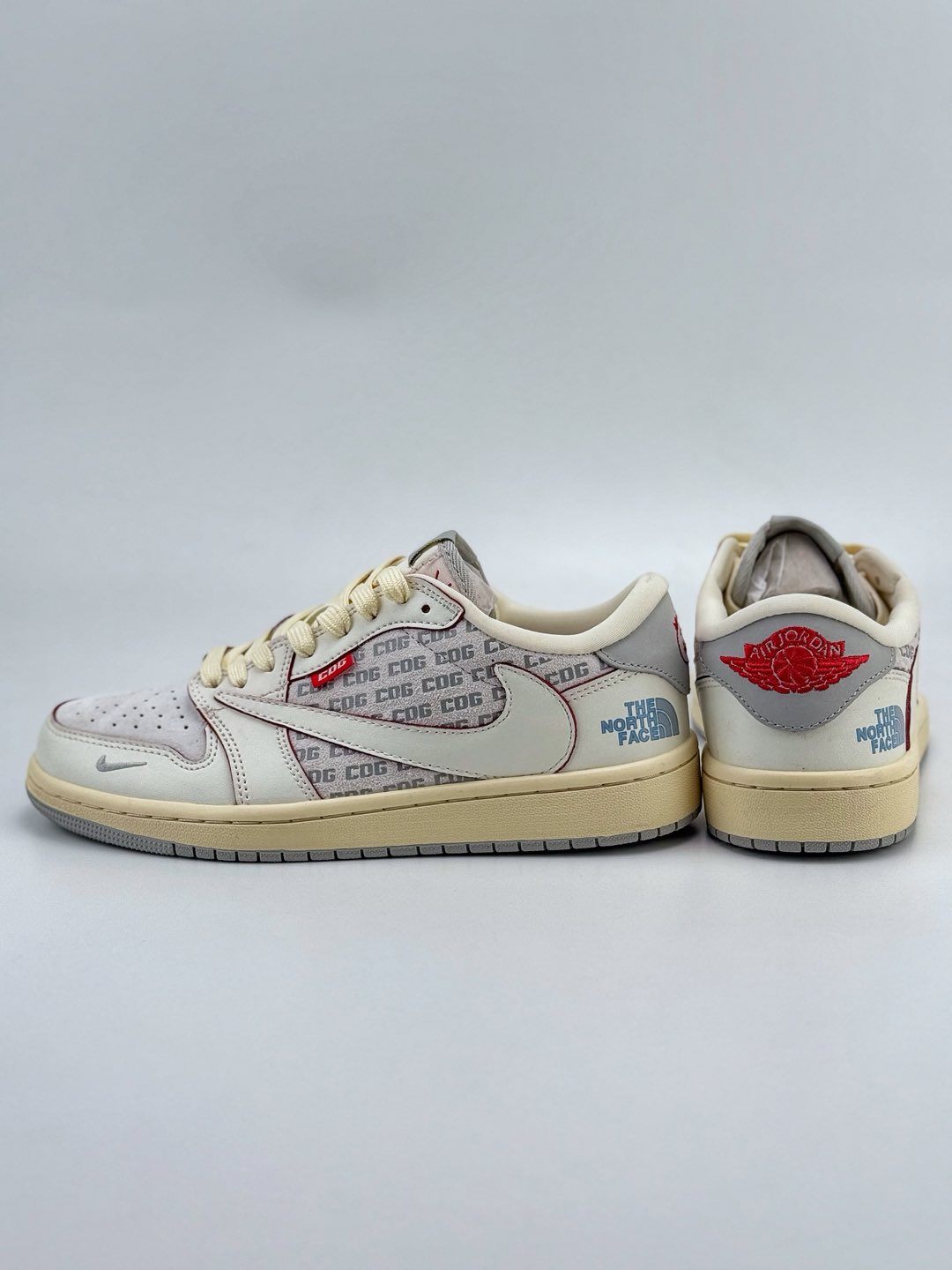 Travis Scott x Nike Air Jordan 1 Low x The North Face x CDG Air Jordan 1 Low 反转米小钩倒钩 AG3702-808