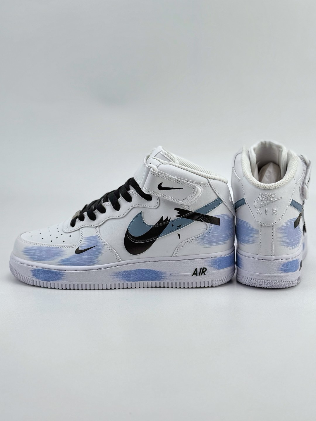 Nike Air Force 1 Mid 07 断裂三钩 白蓝黑  ZH0316-056