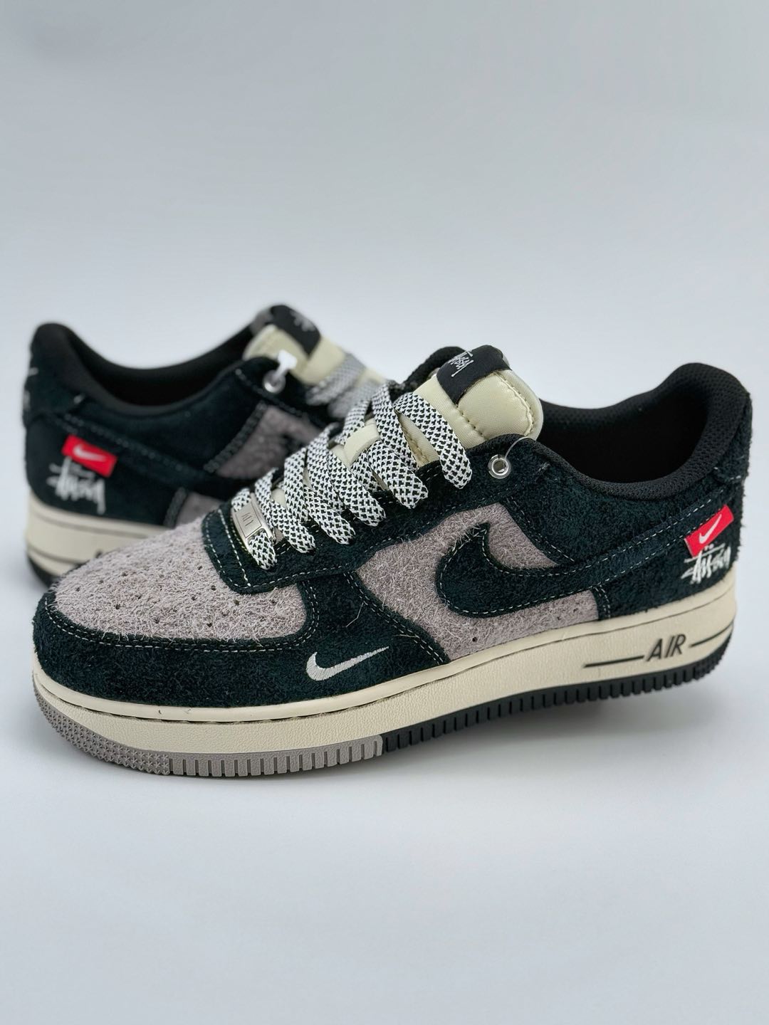180 Nike Air Force 1 Low 07 x Stussy 黑灰翻毛小钩满天星 SJ6698-017