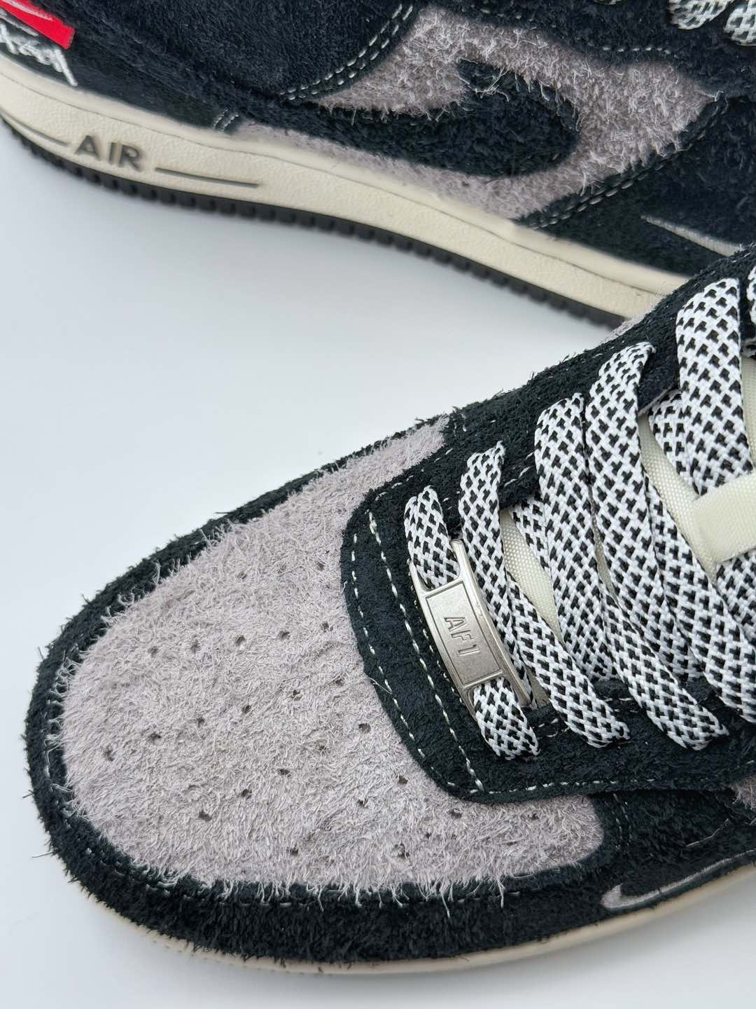 180 Nike Air Force 1 Low 07 x Stussy 黑灰翻毛小钩满天星 SJ6698-017