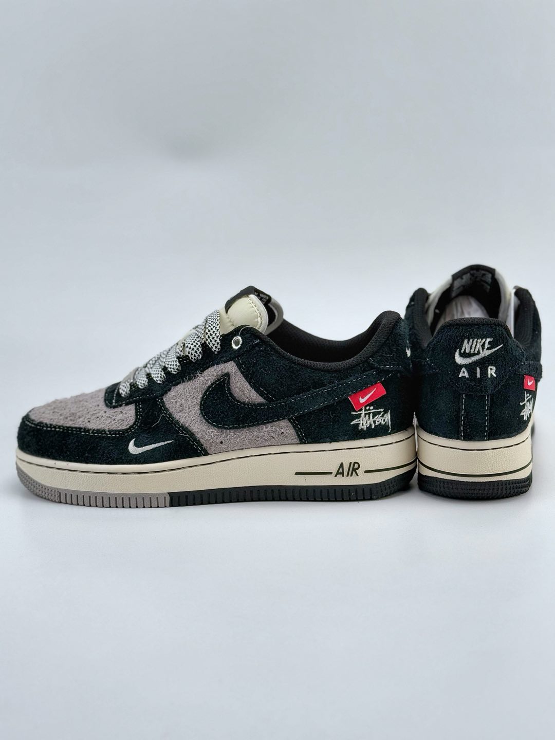 180 Nike Air Force 1 Low 07 x Stussy 黑灰翻毛小钩满天星 SJ6698-017