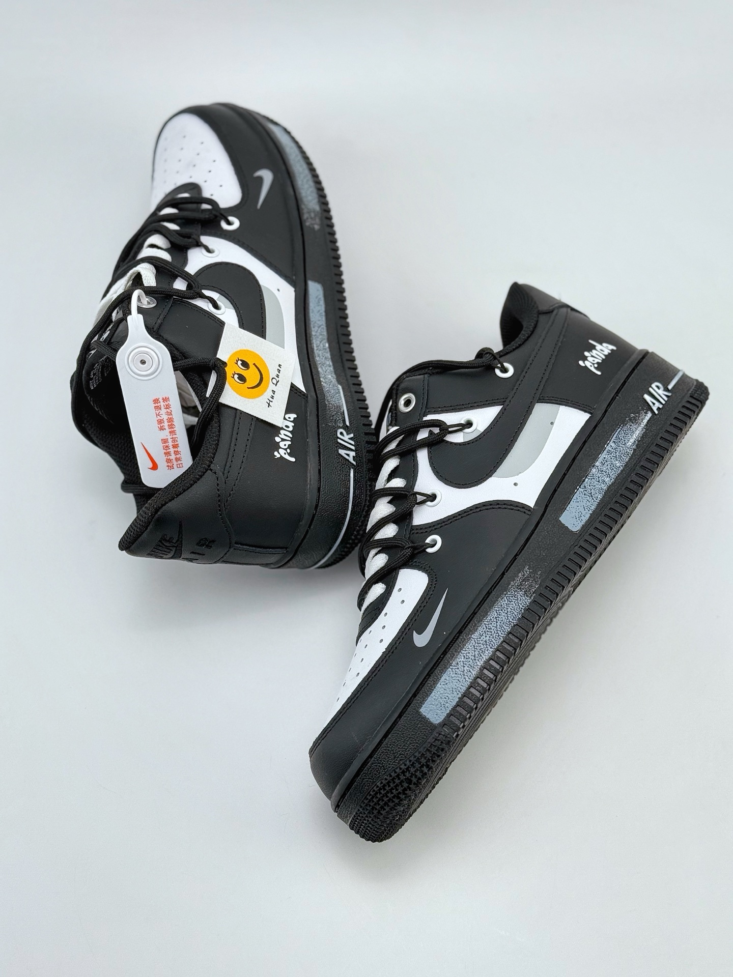 Nike Air Force 1 Low 07 黑白小钩绑带 笑脸贴布  CV9879-542