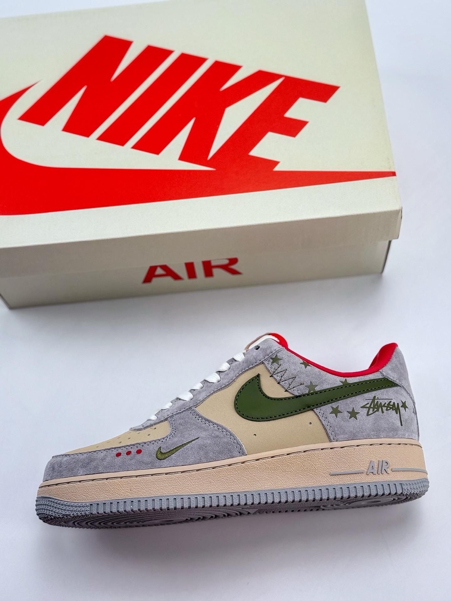 Nike Air Force 1 Low 07 x Stussy 灰棕绿小钩  KK1988-034