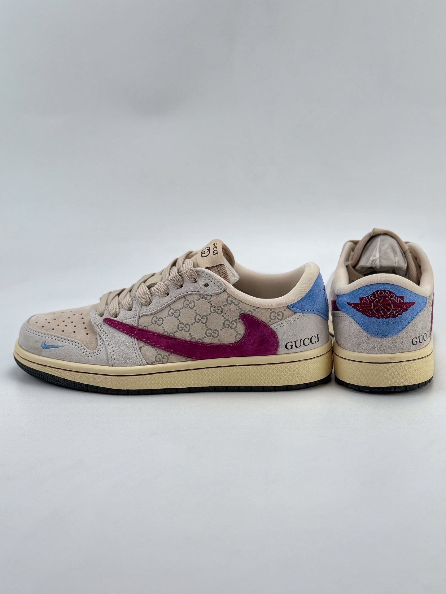 Travis Scott x Nike Air Jordan 1 Low x GUCCI Air Jordan 1 Low 反转灰紫蓝小钩翻毛倒钩 CH6336-019