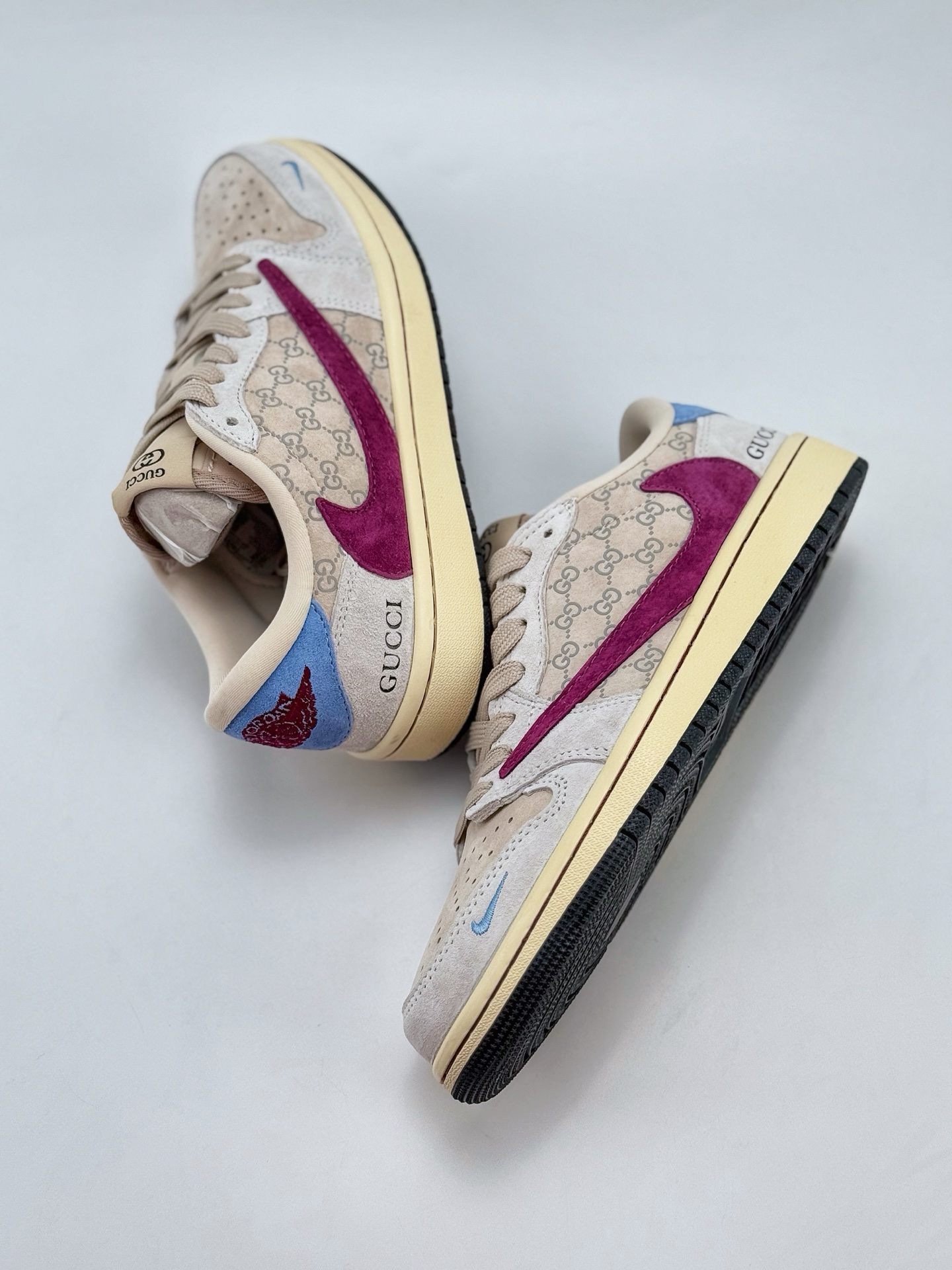Travis Scott x Nike Air Jordan 1 Low x GUCCI Air Jordan 1 Low 反转灰紫蓝小钩翻毛倒钩 CH6336-019