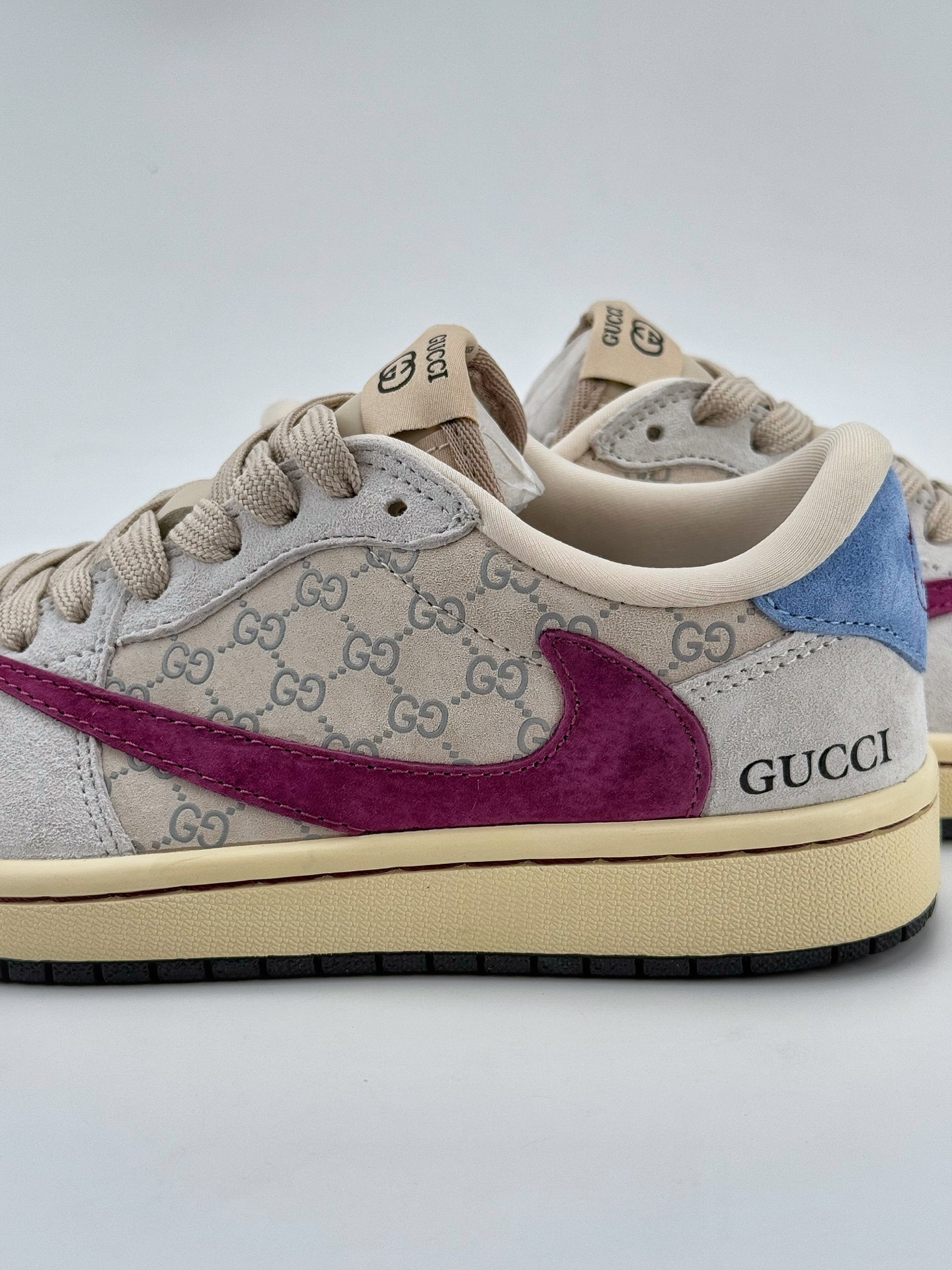 Travis Scott x Nike Air Jordan 1 Low x GUCCI Air Jordan 1 Low 反转灰紫蓝小钩翻毛倒钩 CH6336-019