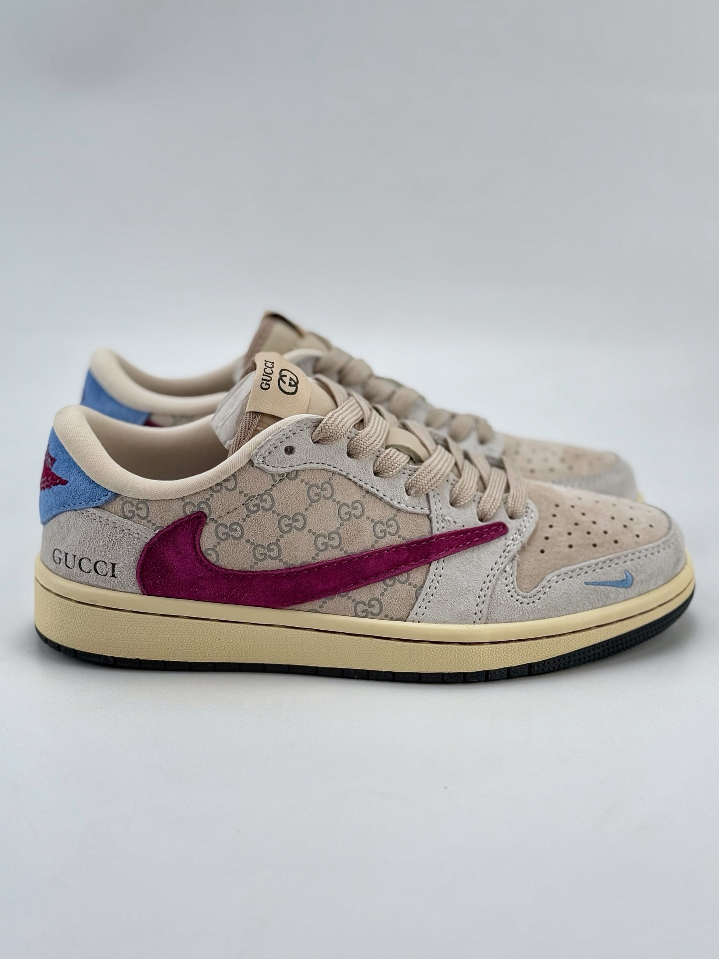 Travis Scott x Nike Air Jordan 1 Low x GUCCI Air Jordan 1 Low 反转灰紫蓝小钩翻毛倒钩 CH6336-019