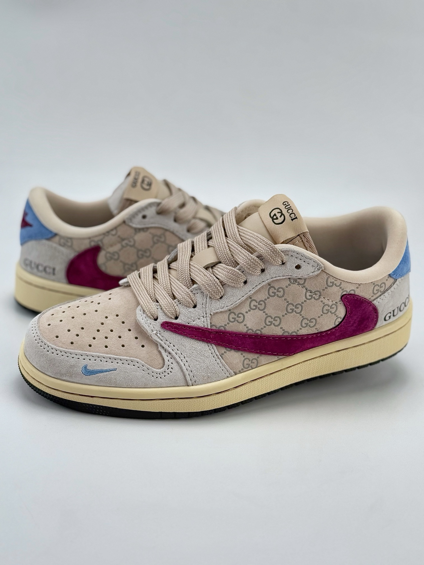 Travis Scott x Nike Air Jordan 1 Low x GUCCI Air Jordan 1 Low 反转灰紫蓝小钩翻毛倒钩 CH6336-019