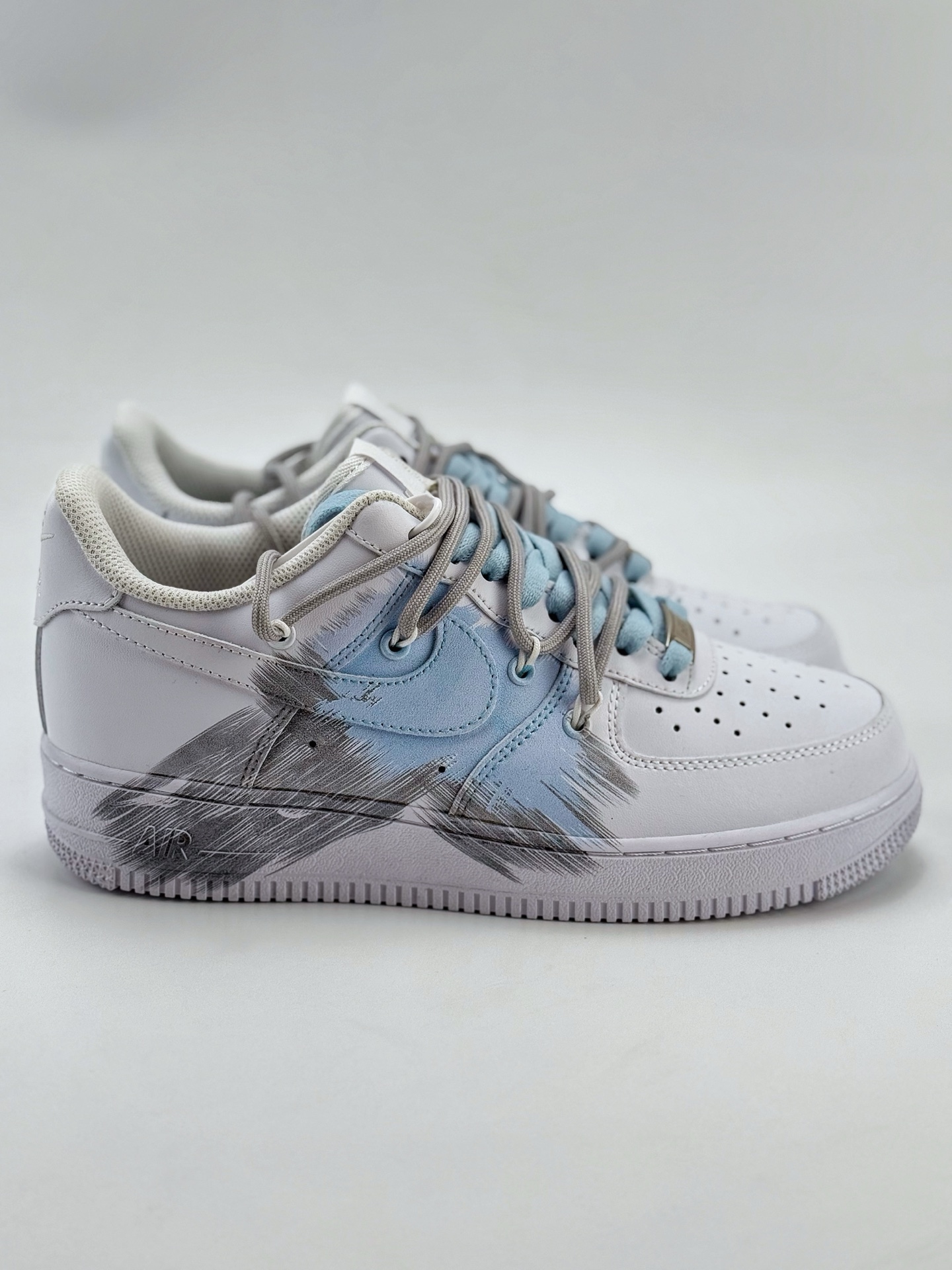 Nike Air Force 1 Low 07 白灰蓝涂鸦绑带  YY2024-626